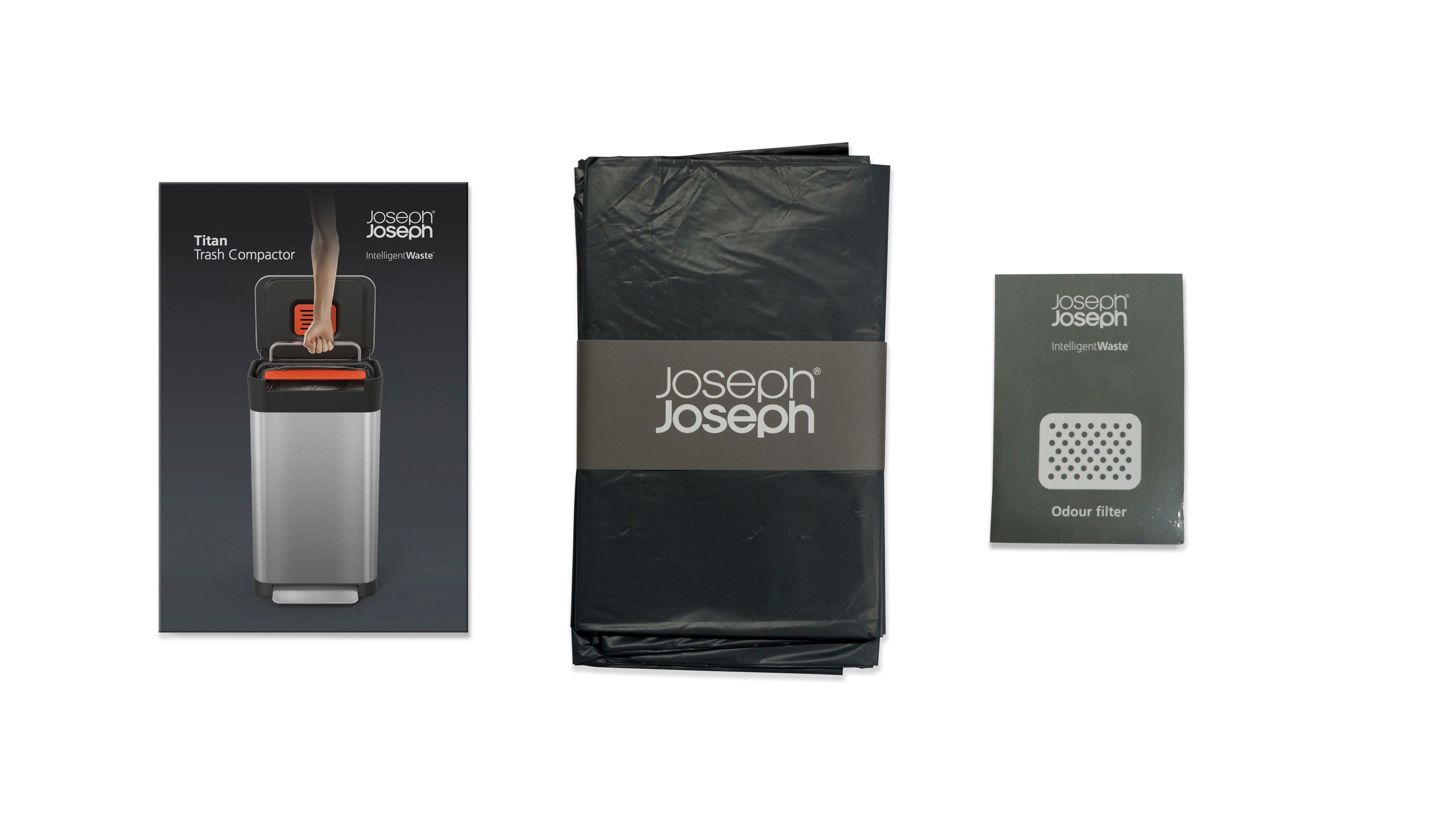 Joseph Joseph Titan 30 Trash Compactor Kitchen Bin - Stainless Steel