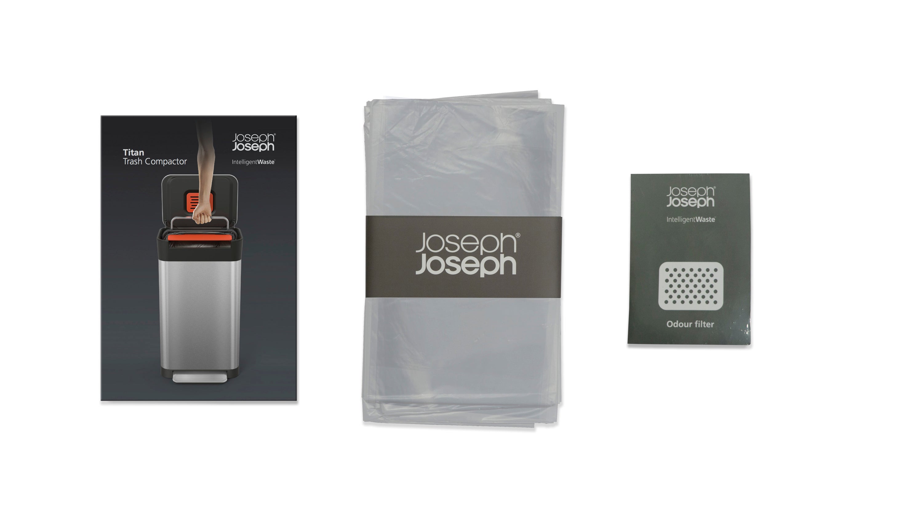 Joseph Joseph Titan 30 Trash Compactor Kitchen Bin - Stainless Steel