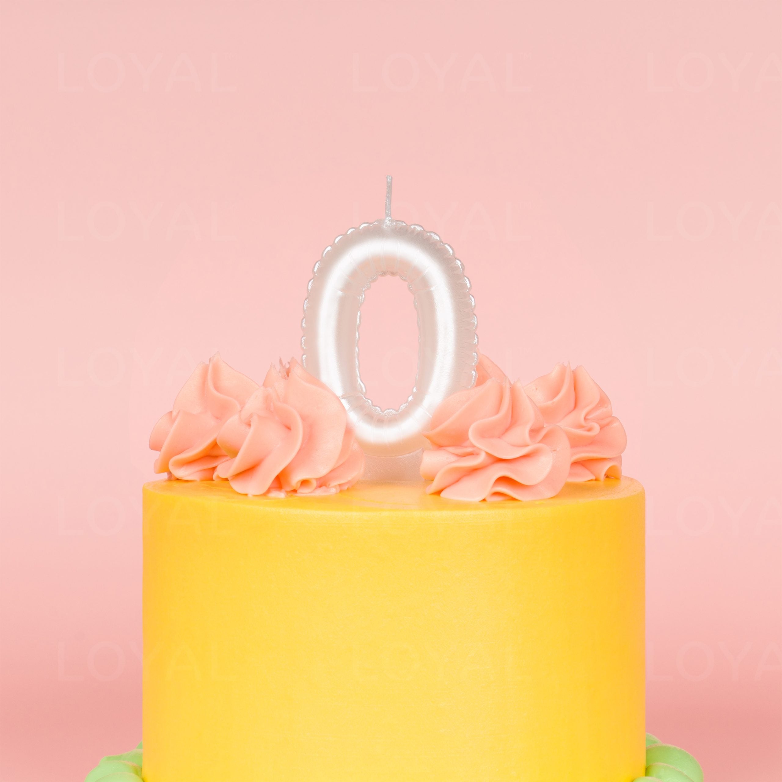 LOYAL Balloon Number "0" Candle - Metallic White