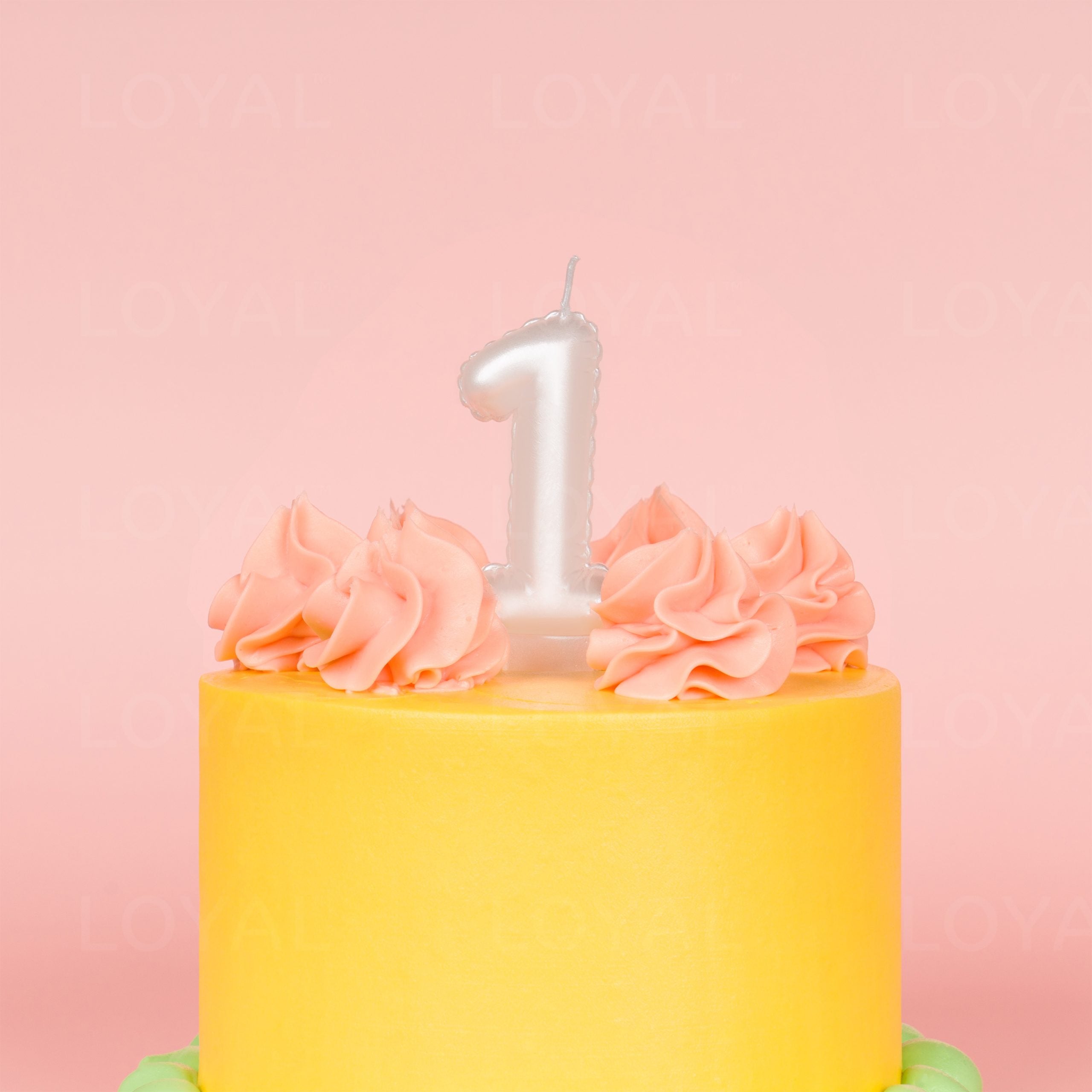 LOYAL Balloon Number "1" Candle - Metallic White