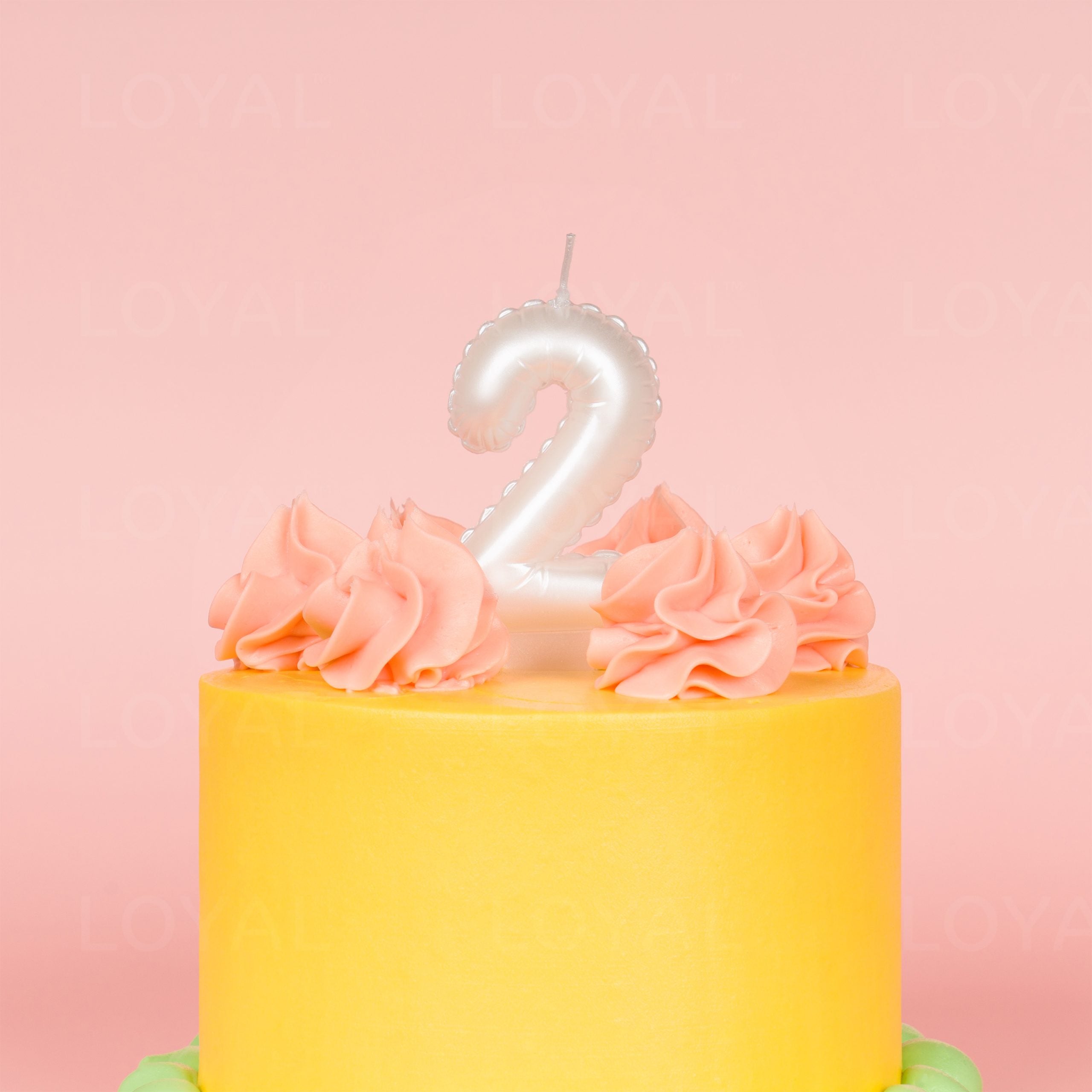LOYAL Balloon Number "2" Candle - Metallic White