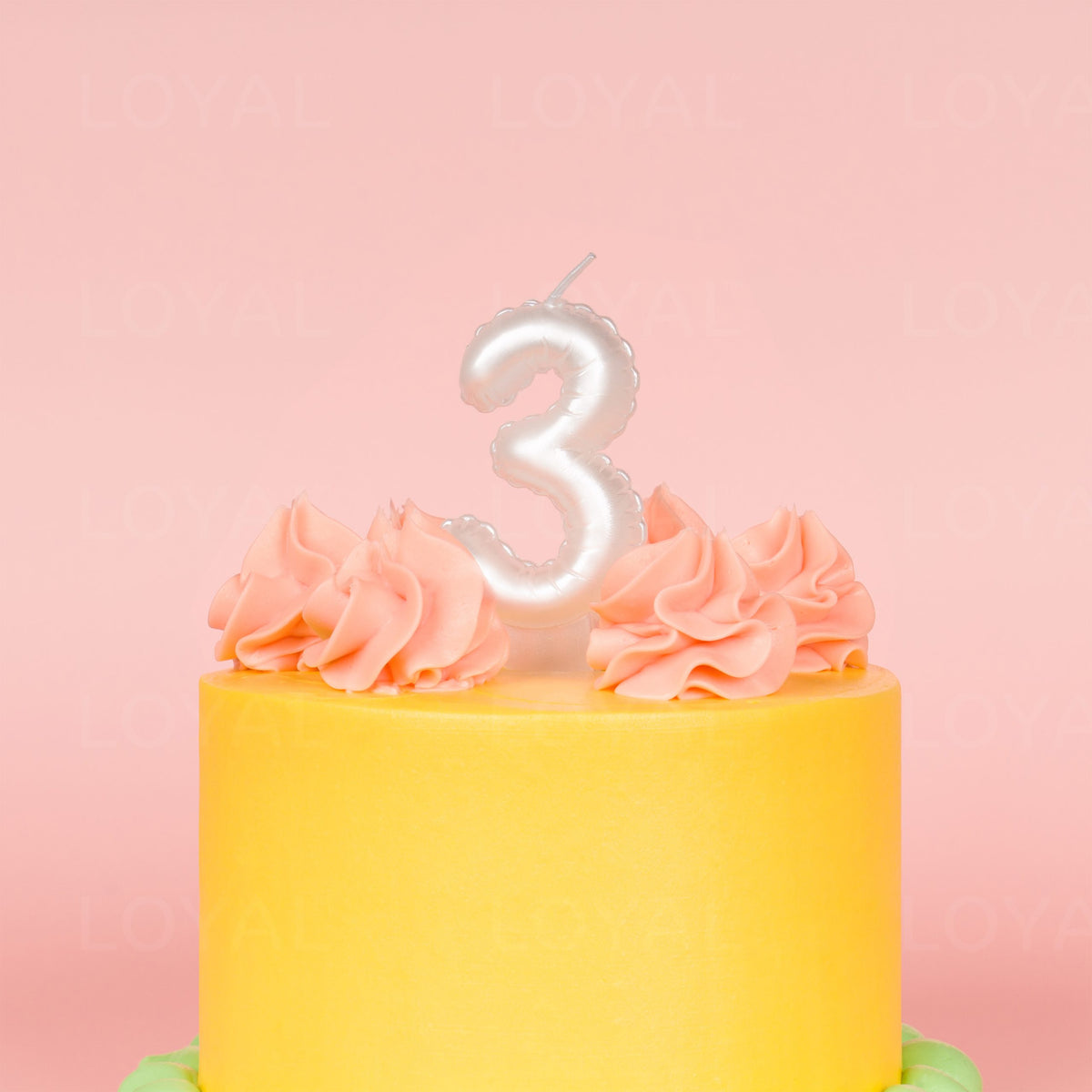 LOYAL Balloon Number "3" Candle - Metallic White