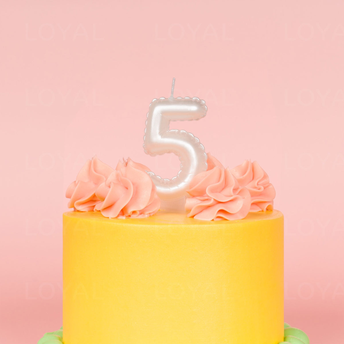 LOYAL Balloon Number "5" Candle - Metallic White
