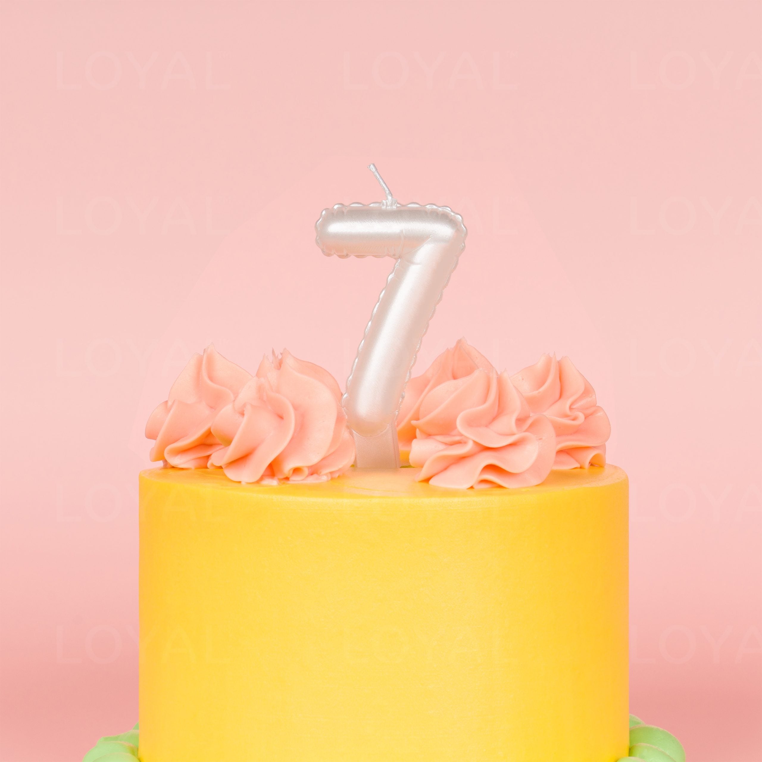 LOYAL Balloon Number "7" Candle - Metallic White