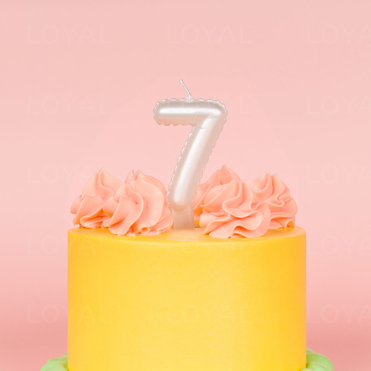 LOYAL Balloon Number "7" Candle - Metallic White