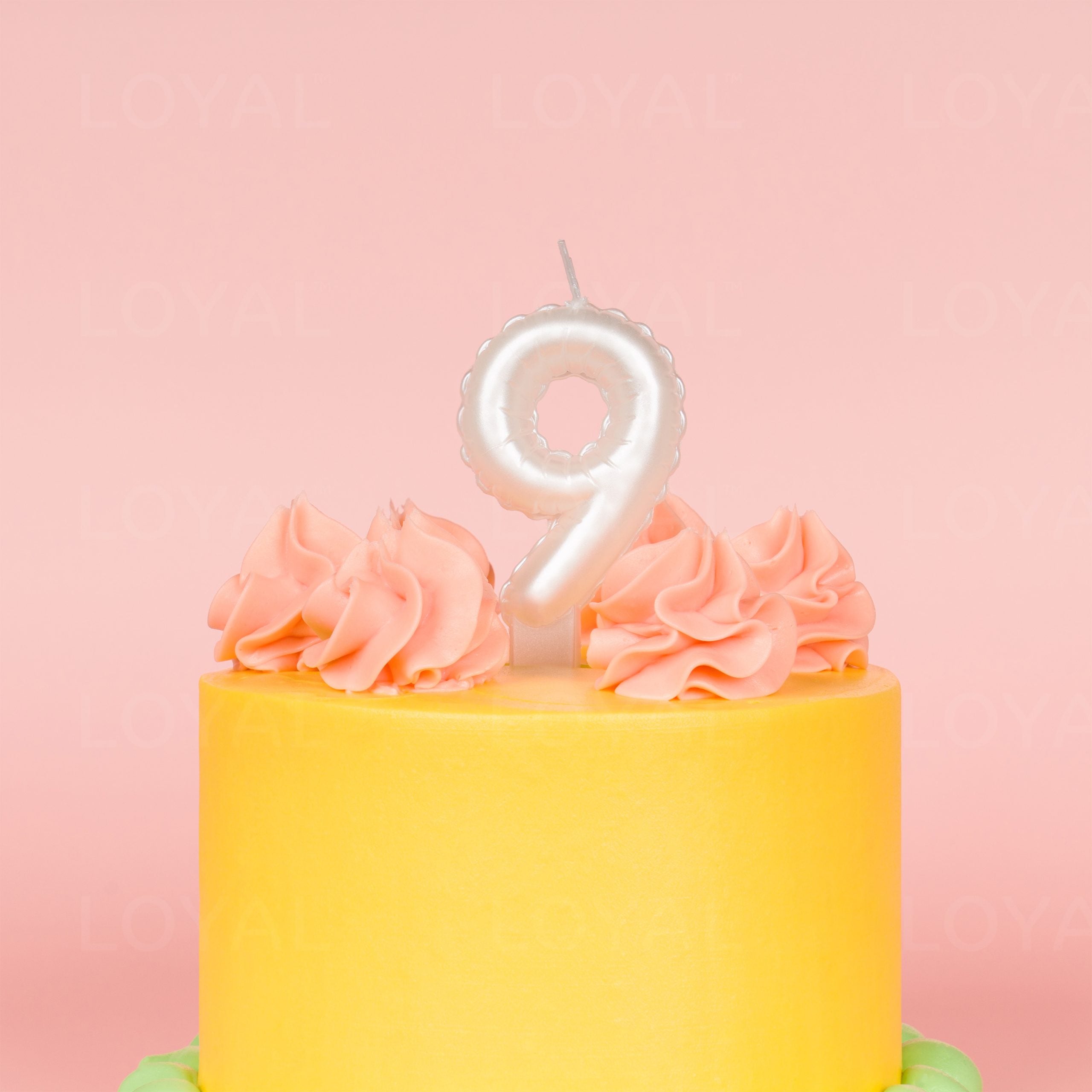 LOYAL Balloon Number "9" Candle - Metallic White
