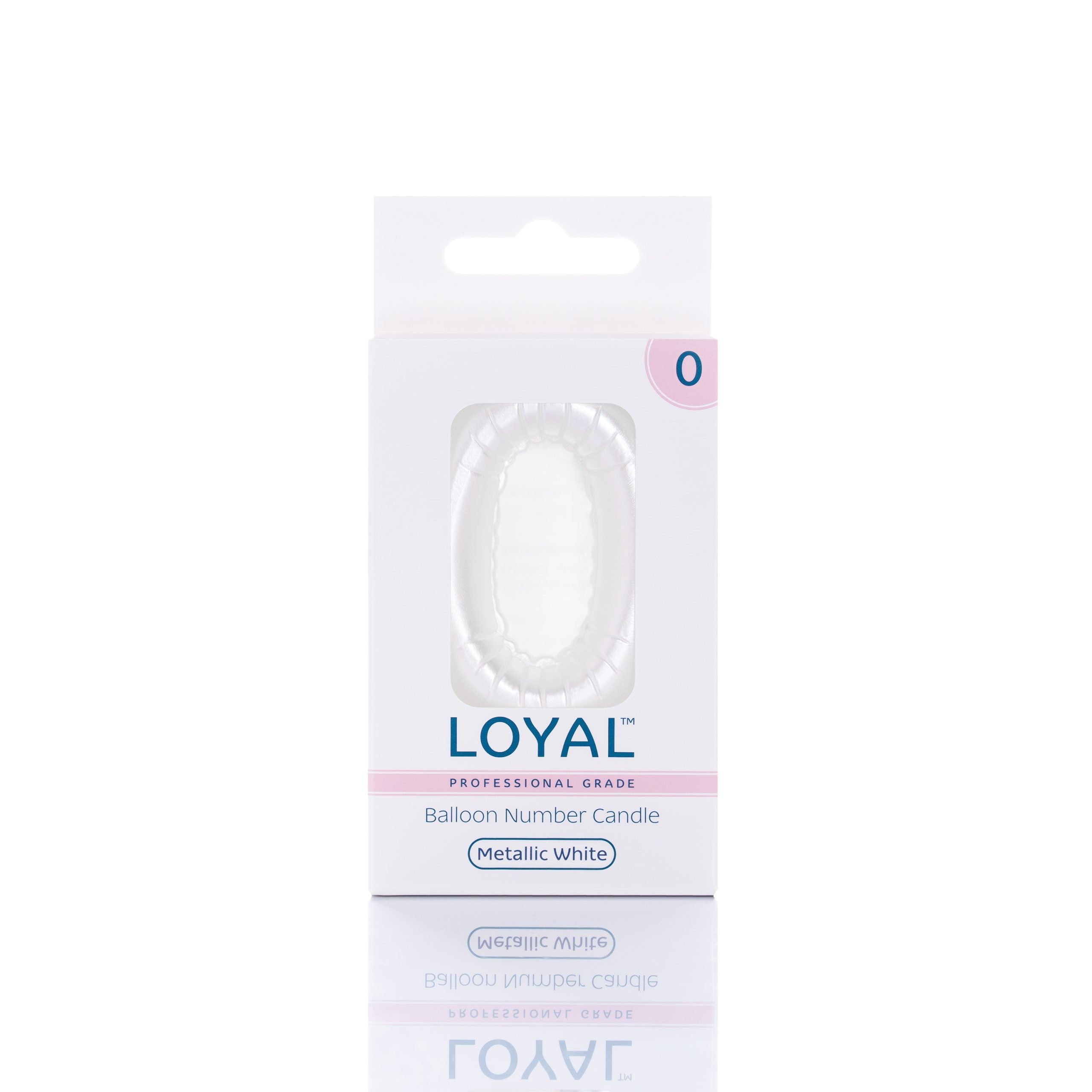 LOYAL Balloon Number "0" Candle - Metallic White