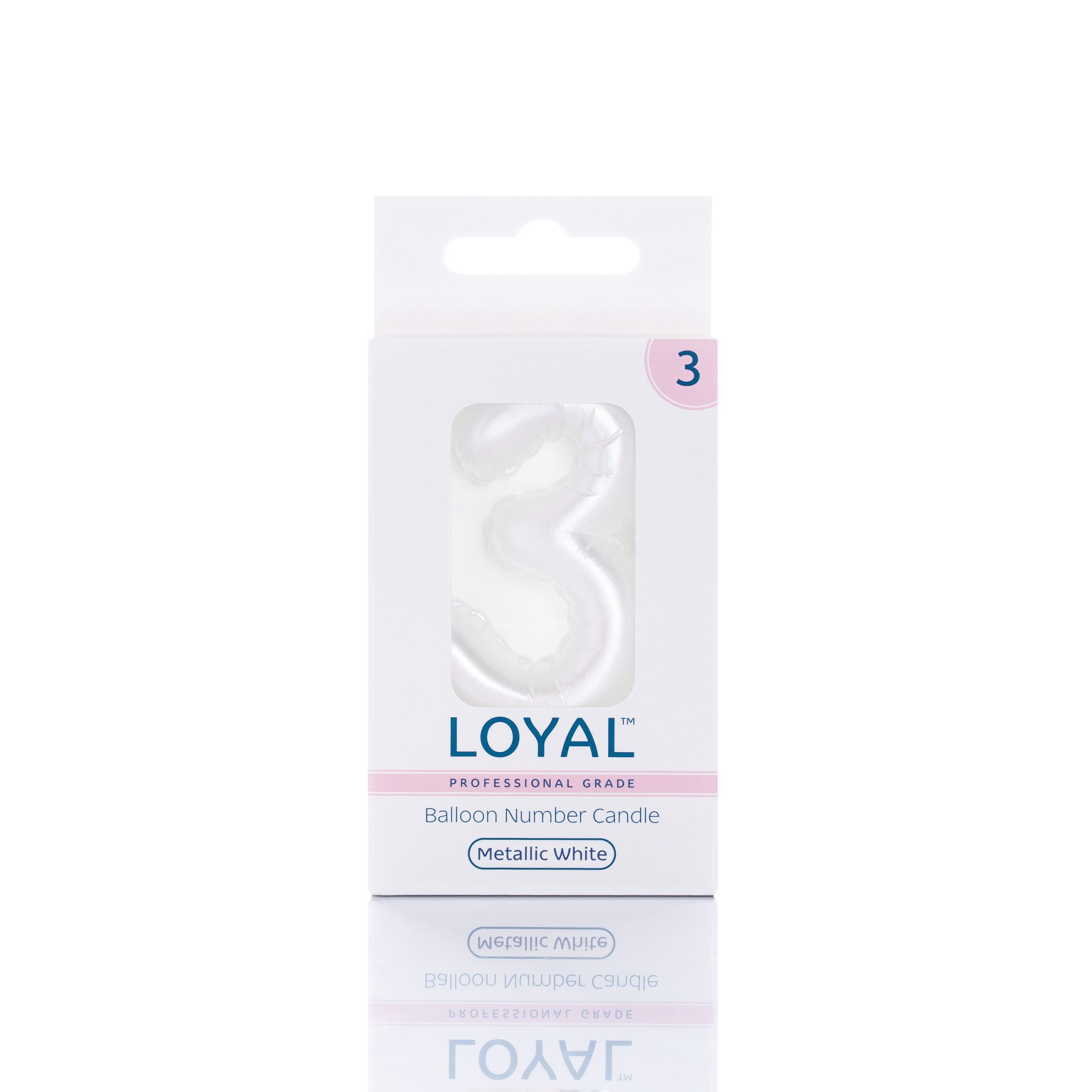 LOYAL Balloon Number "3" Candle - Metallic Silver