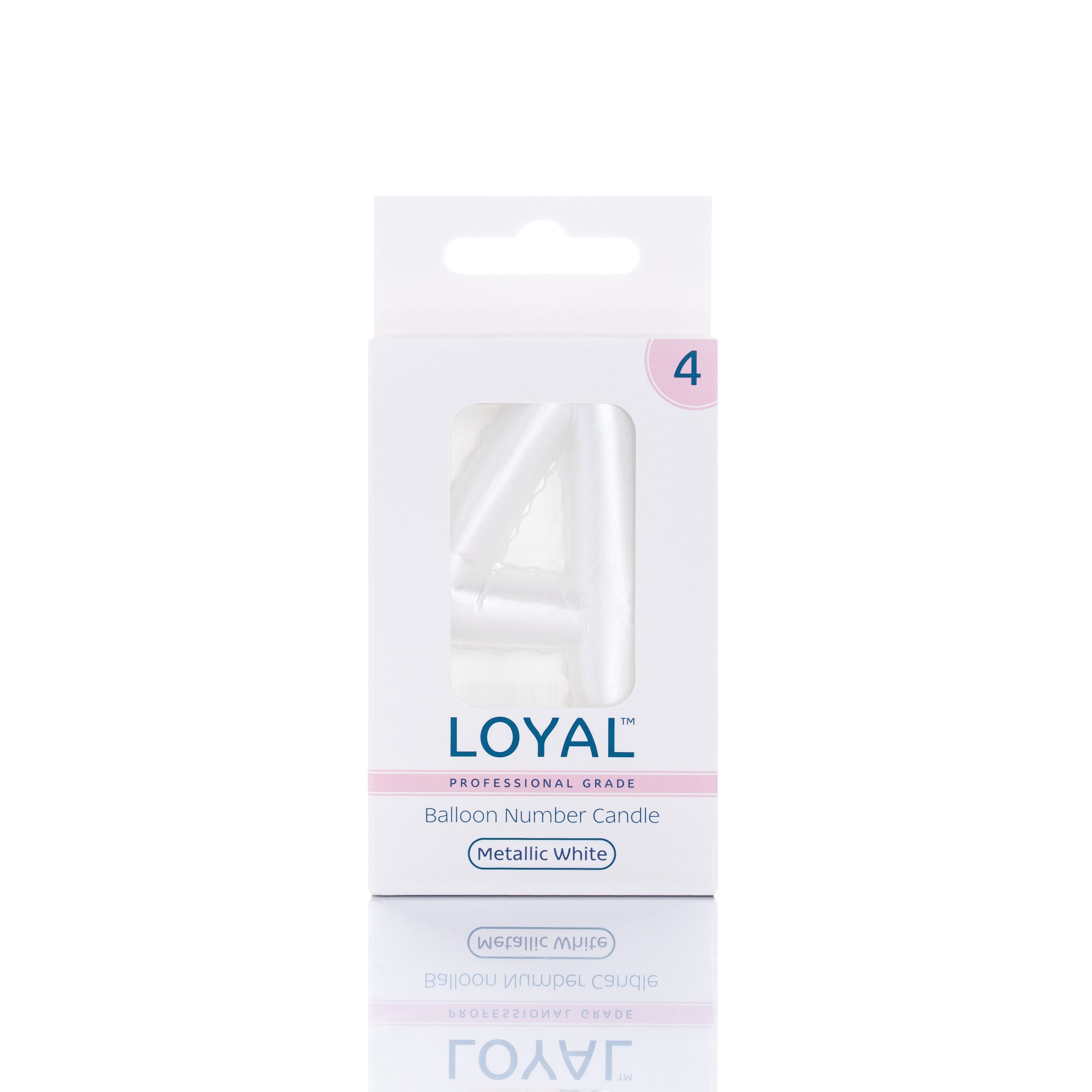 LOYAL Balloon Number "4" Candle - Metallic Pink
