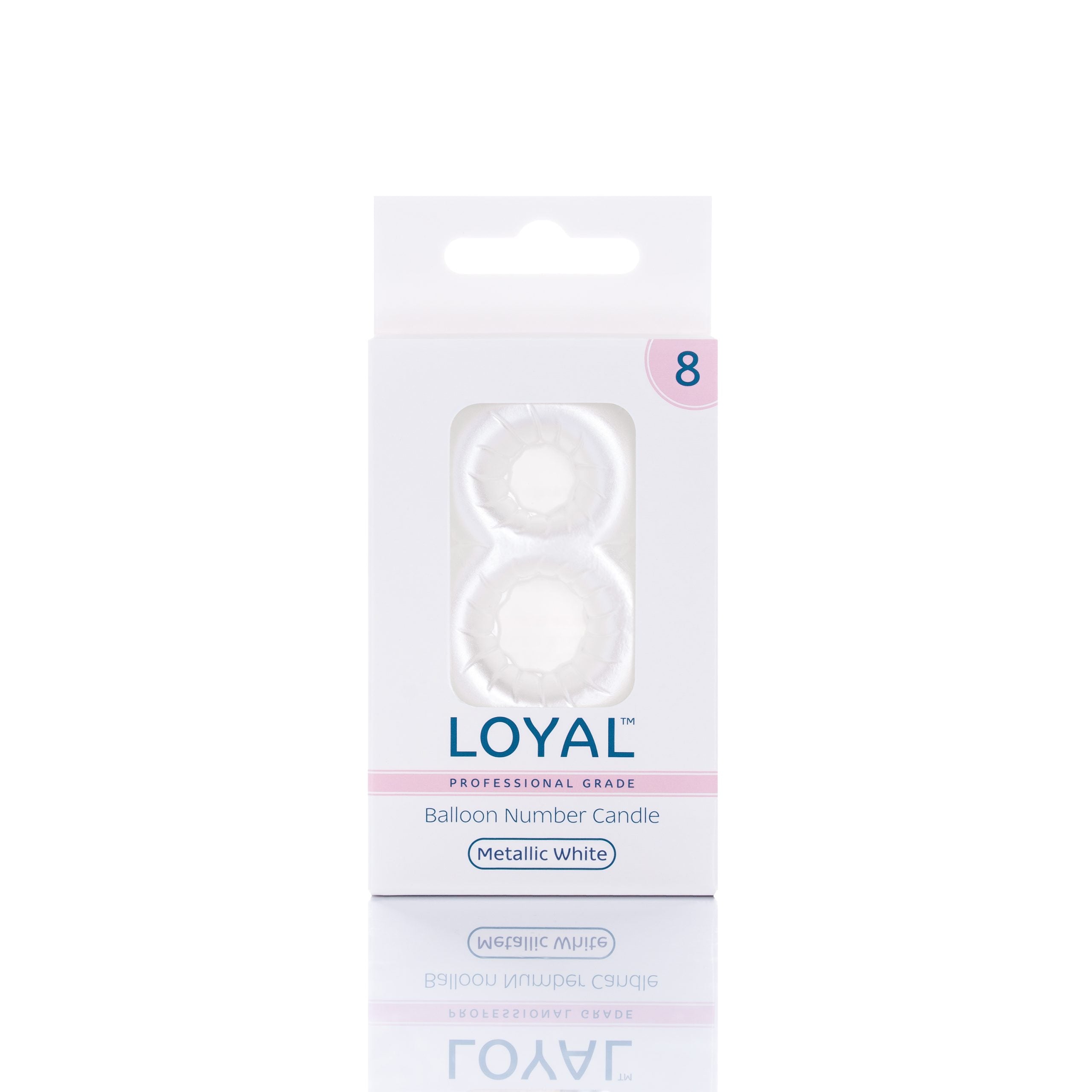 LOYAL Balloon Number "8" Candle - Metallic White