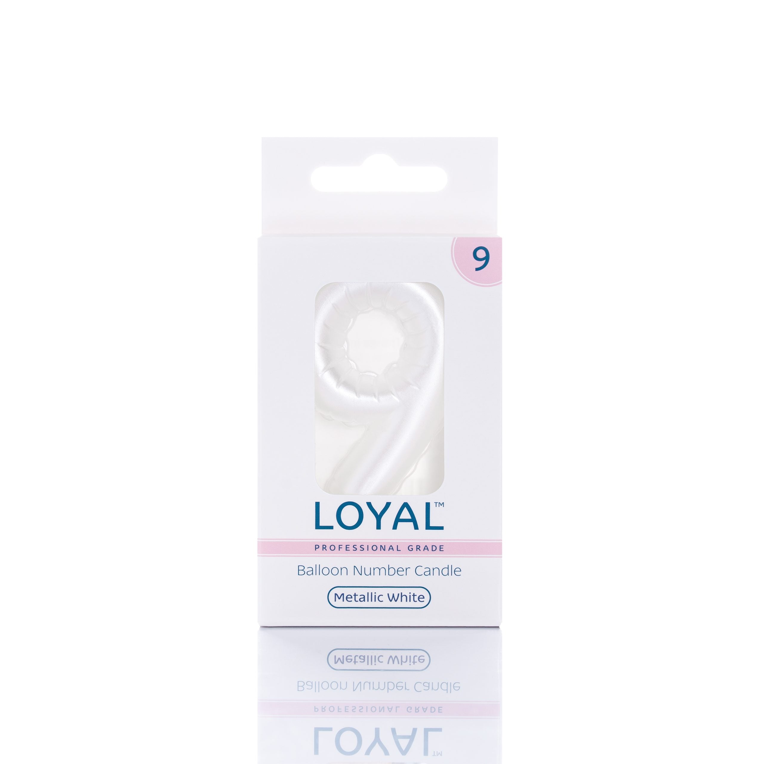LOYAL Balloon Number "9" Candle - Metallic White