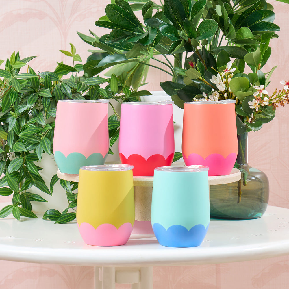 Annabel Trends Wine Tumbler Double Walled Wave Yellow & Candy