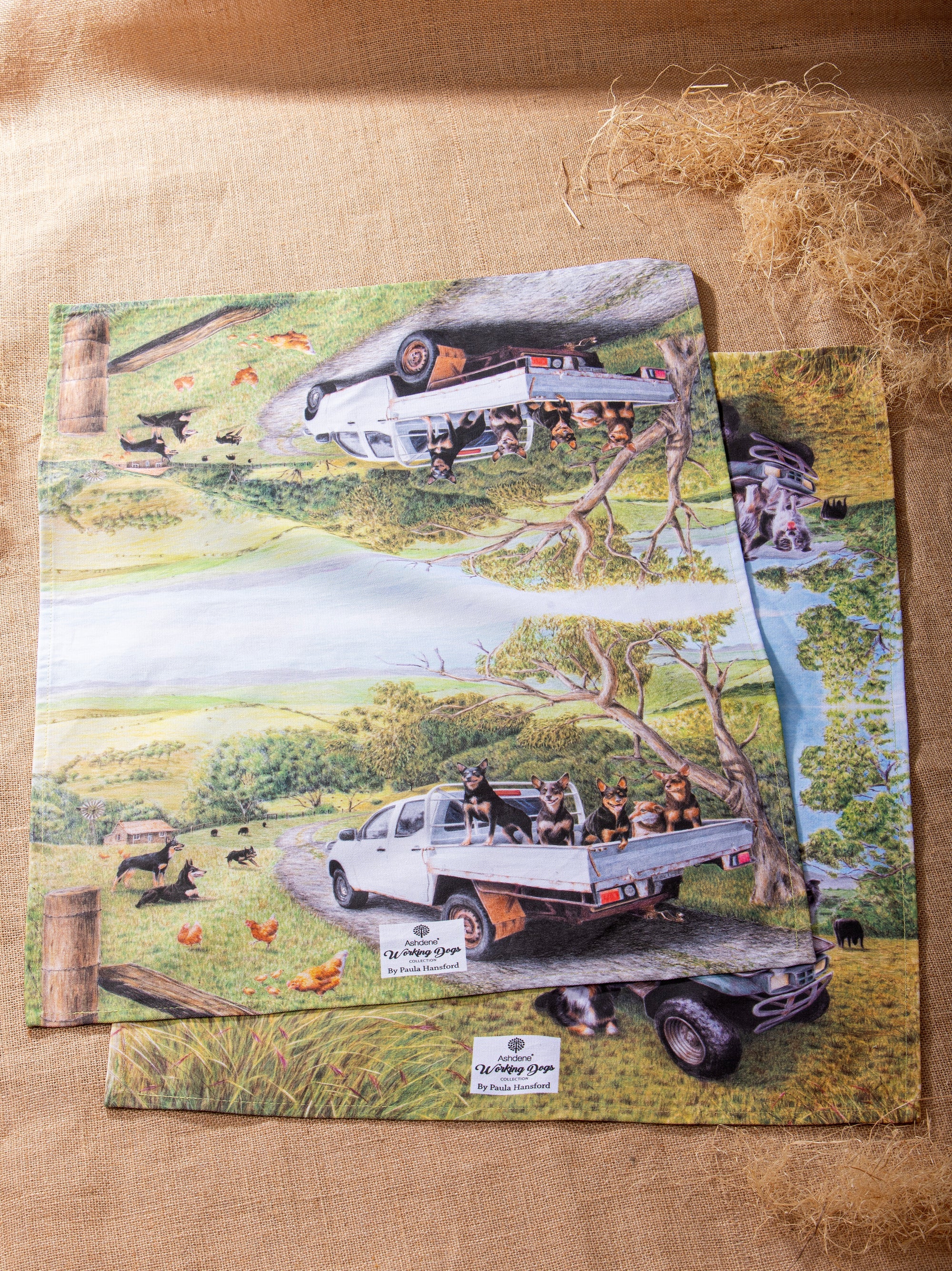 Ashdene Working Dogs Vehicle 2pk Kitchen Towel