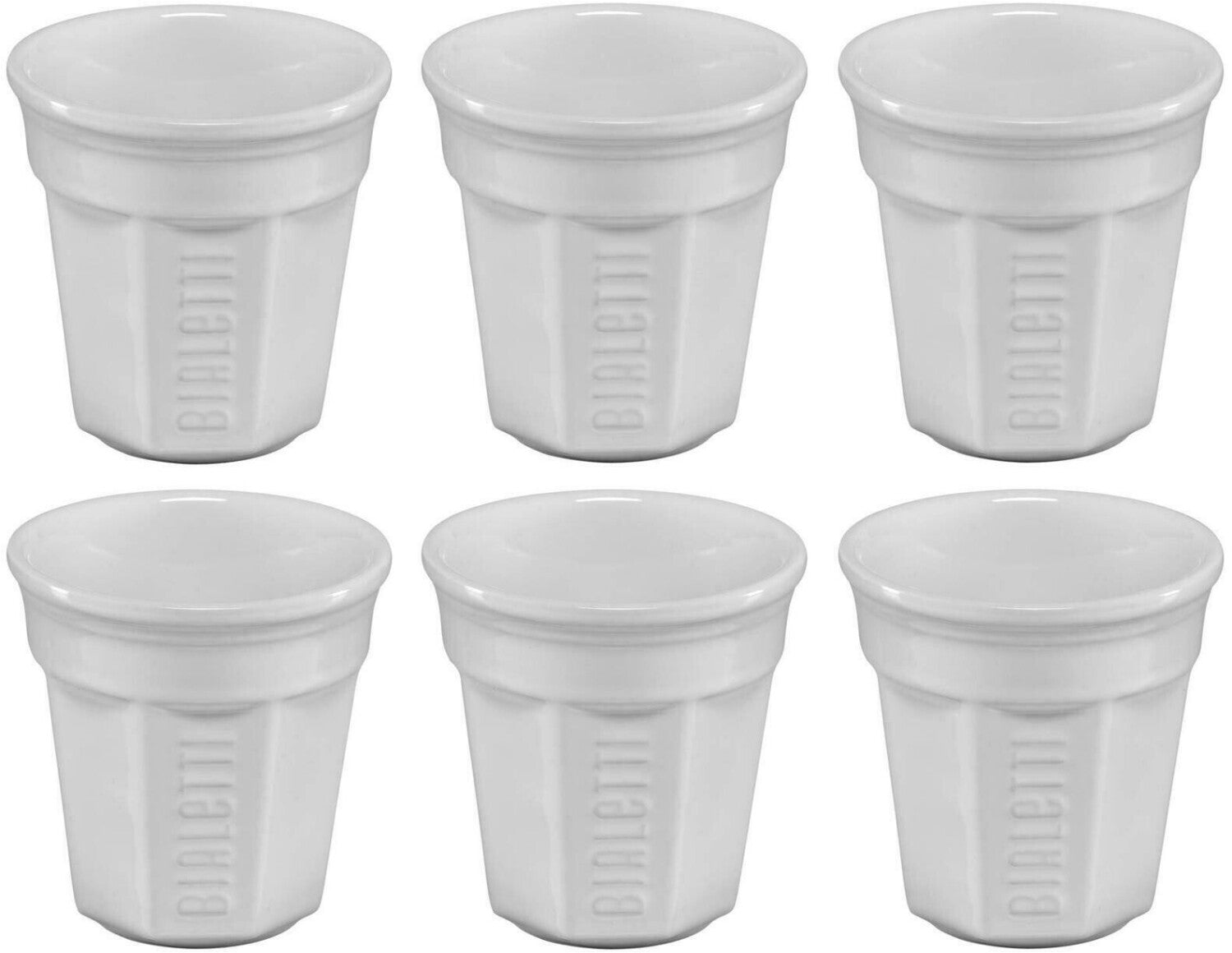 Bialetti Bicchierini Octagonal White 90ml – Set of 6 Espresso Cups