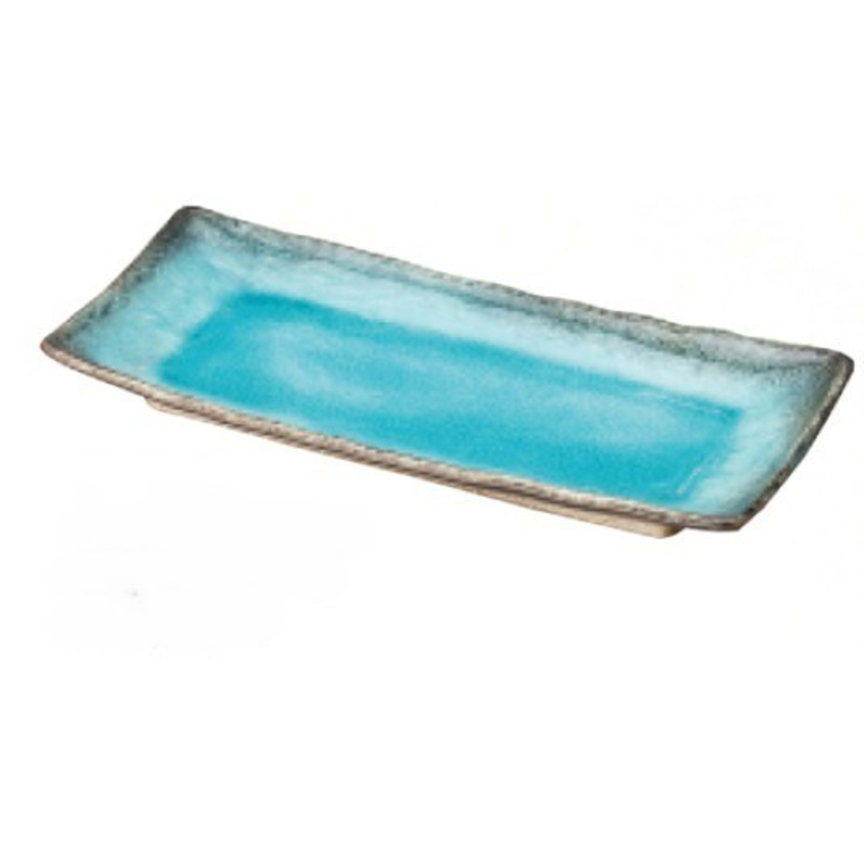 Omotenashi Turquoise Glazed Rectangle Plate 29x12.5x3.4cm