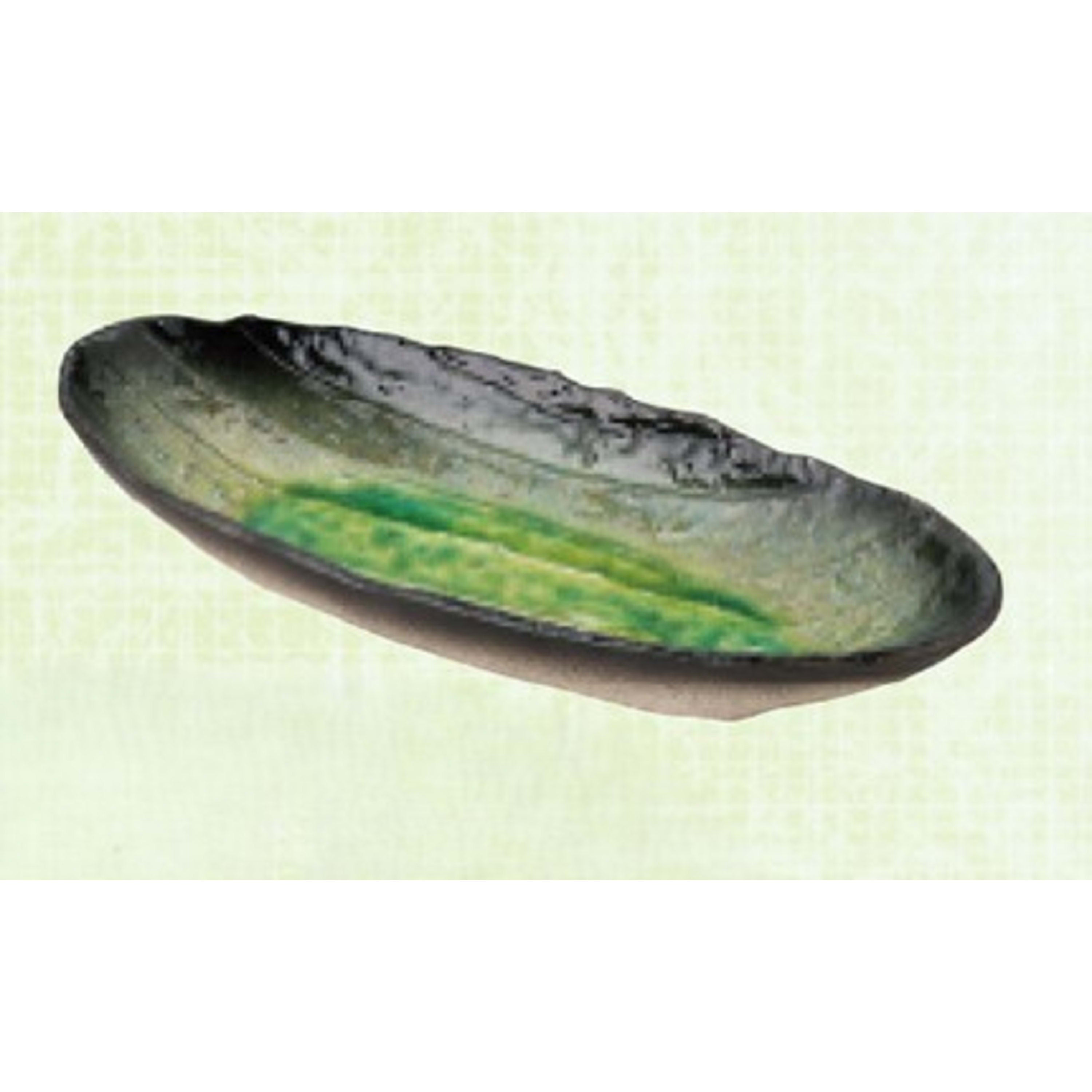 Omotenashi Green Glazed Oval Plate 28.5x11.5x4.5cm