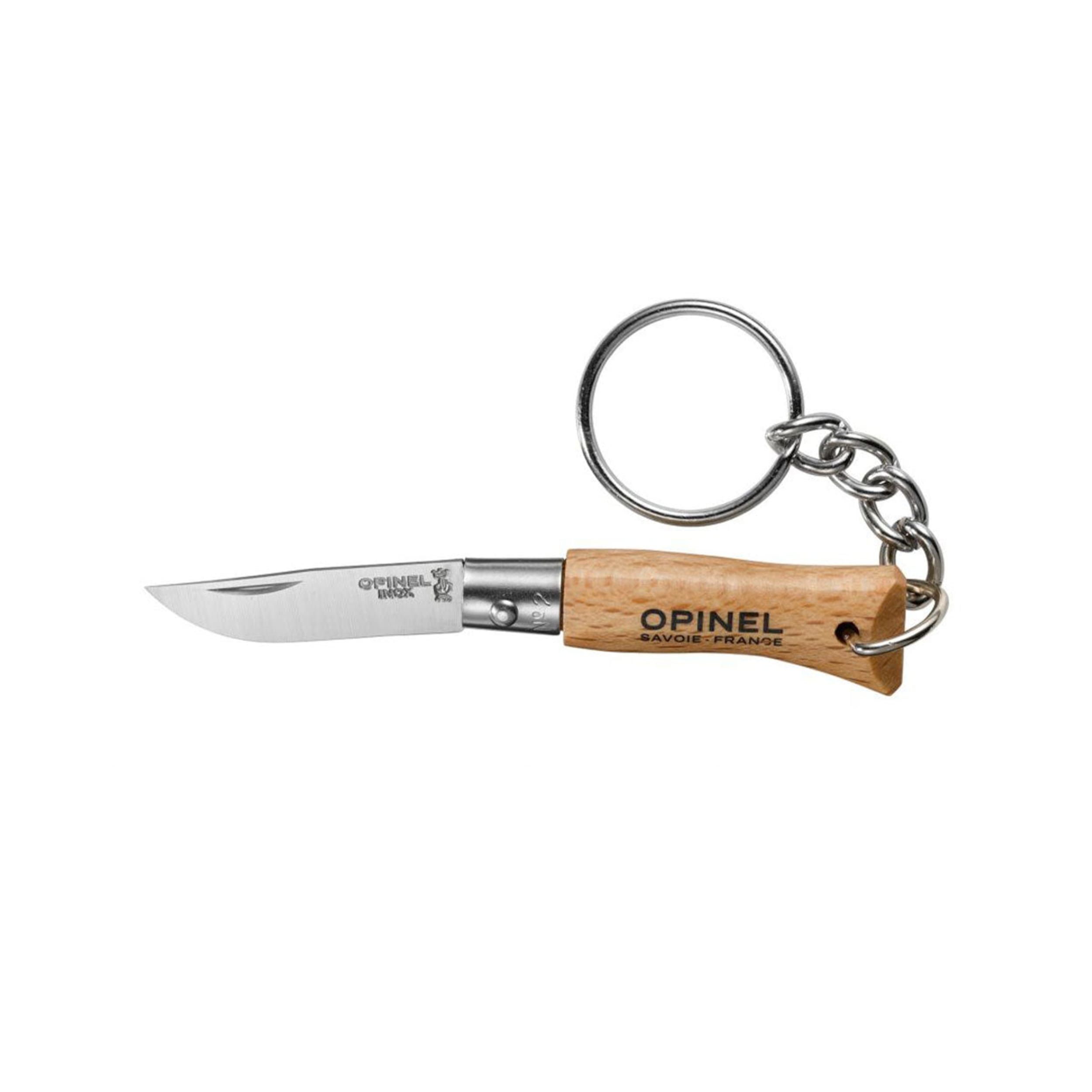 Opinel No.02 Stainless Steel Keyring Knife Beech