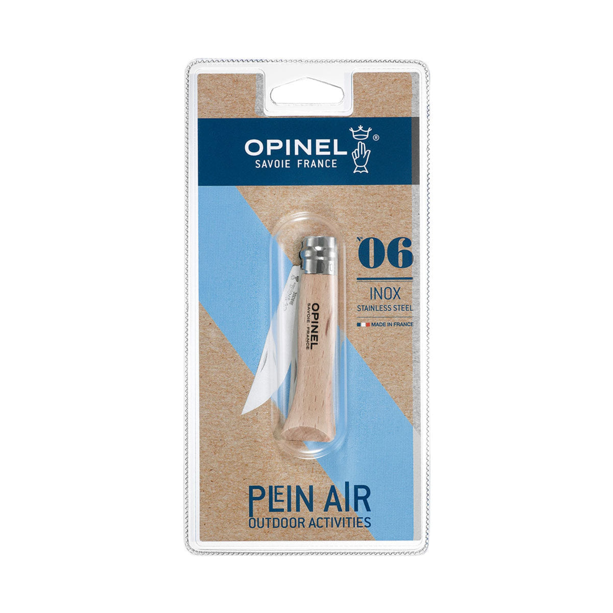 Opinel No.06 Stainless Steel Folding Knife Beech (Blister Pack)