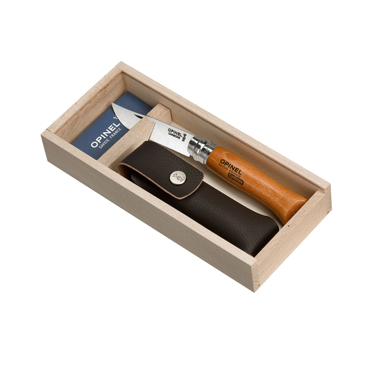 Opinel No.08 Carbon Steel Folding Knife & Sheath Beech