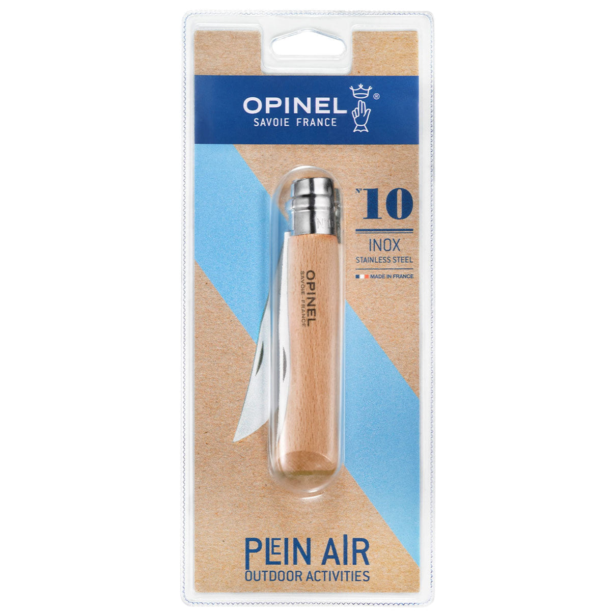 Opinel No.10 Stainless Steel Folding Knife Beech (Packaged)