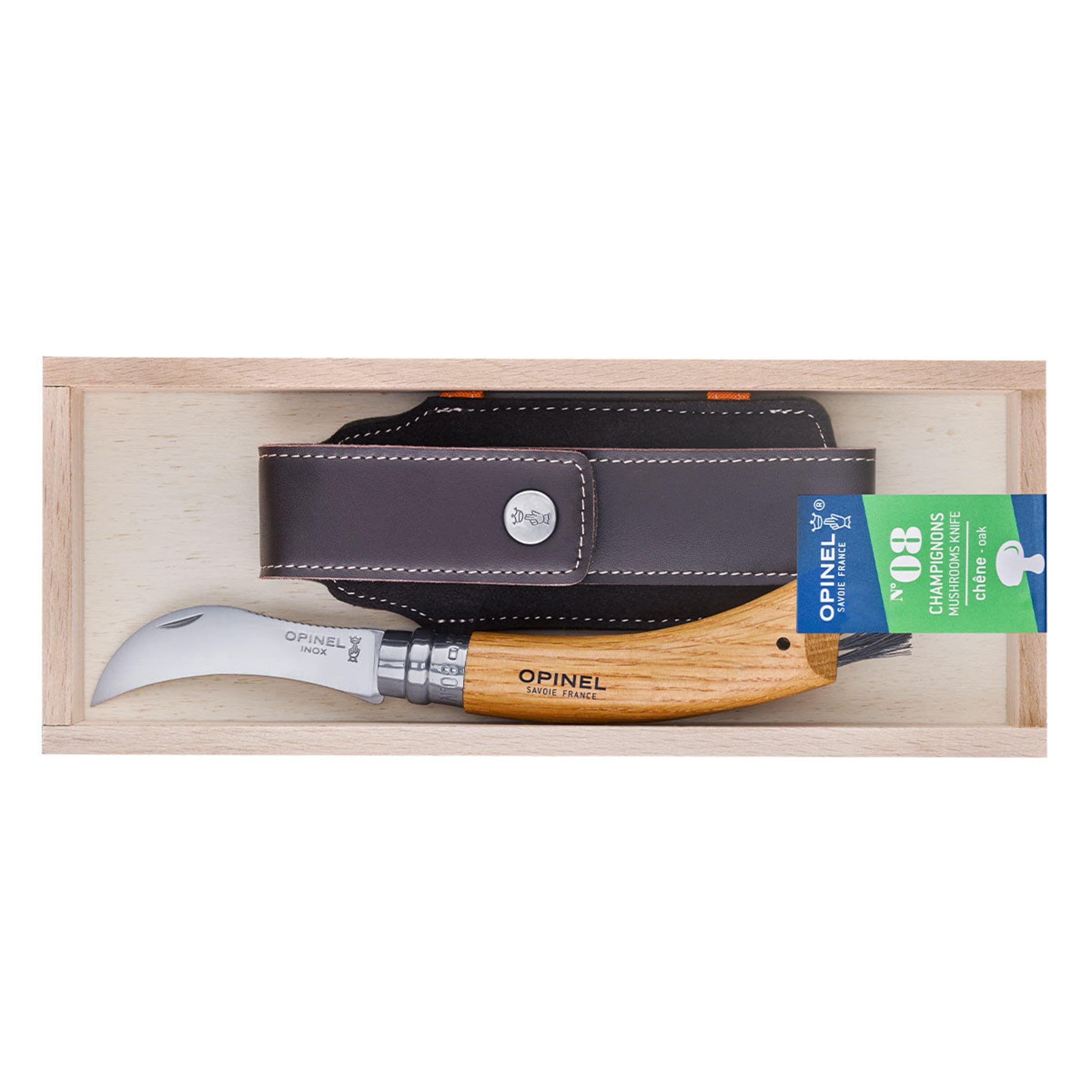 Opinel No.08 Mushroom Knife & Sheath Gift Set Beech