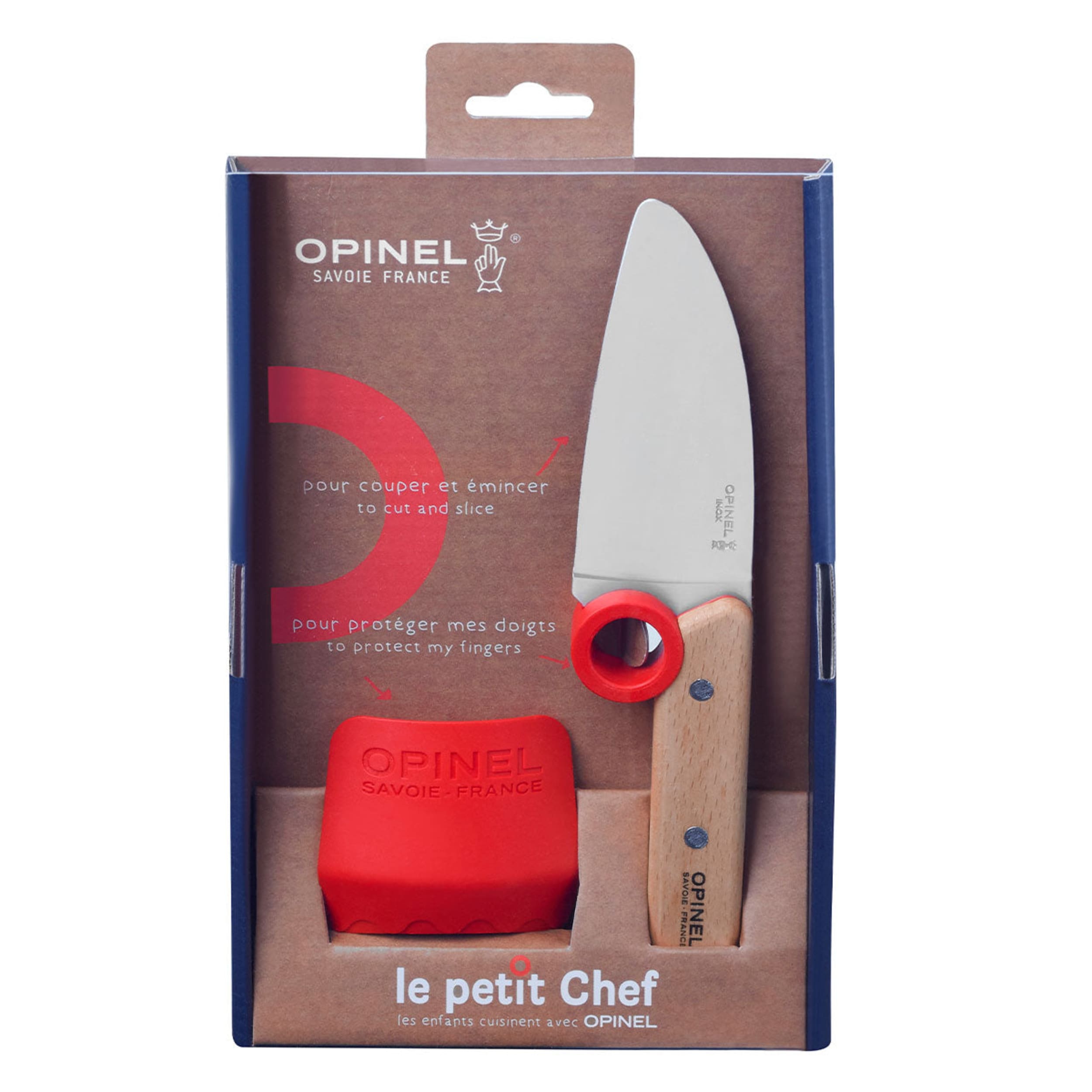 Opinel Le Petit Chef Knife & Finger Guard 2 Piece Set Red