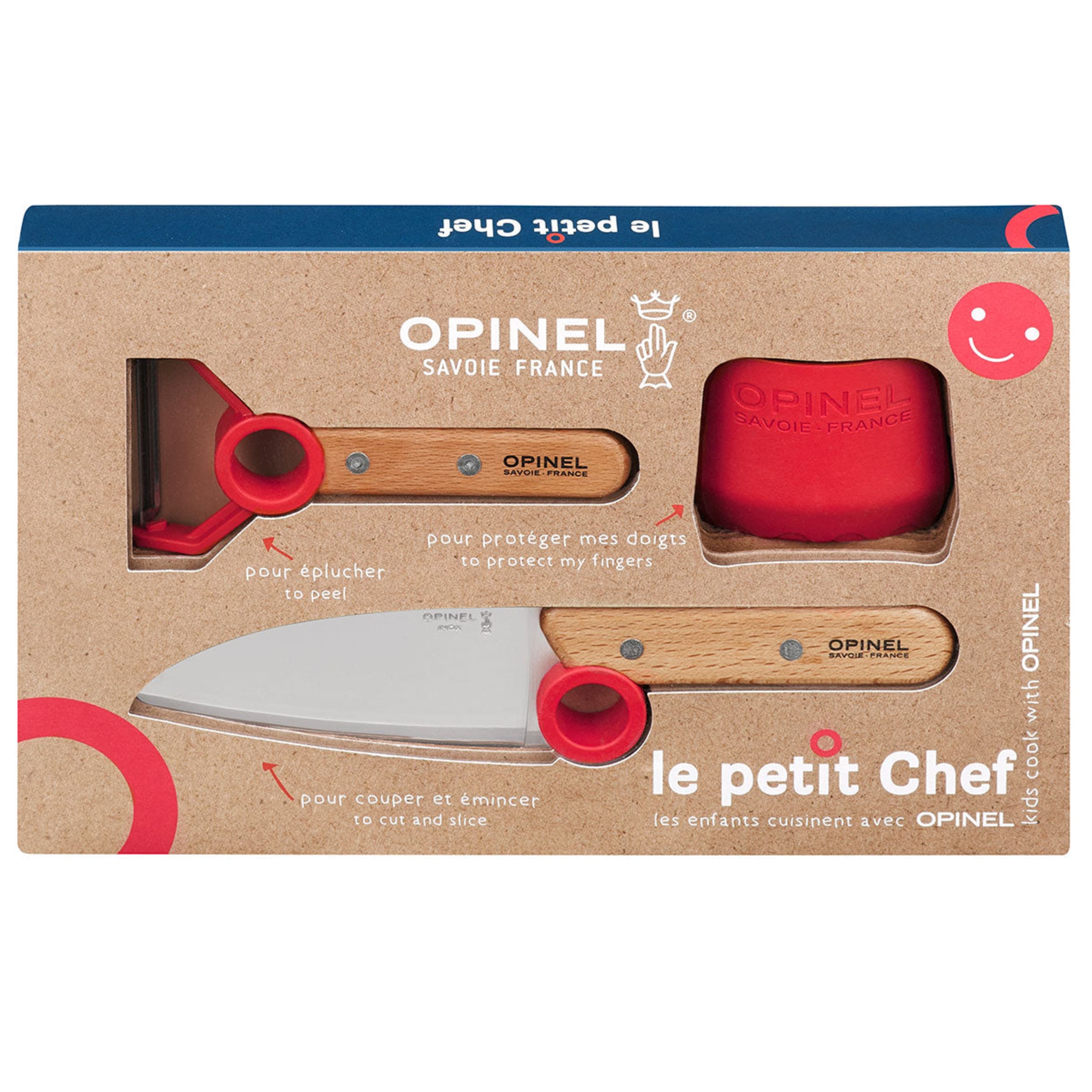 Opinel Le Petit Chef Kitchen 3 Piece Set Red