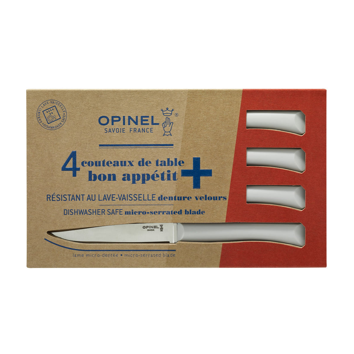 Opinel Bon Appétit Plus No.125 Table Knife 4 Piece Set Cloud