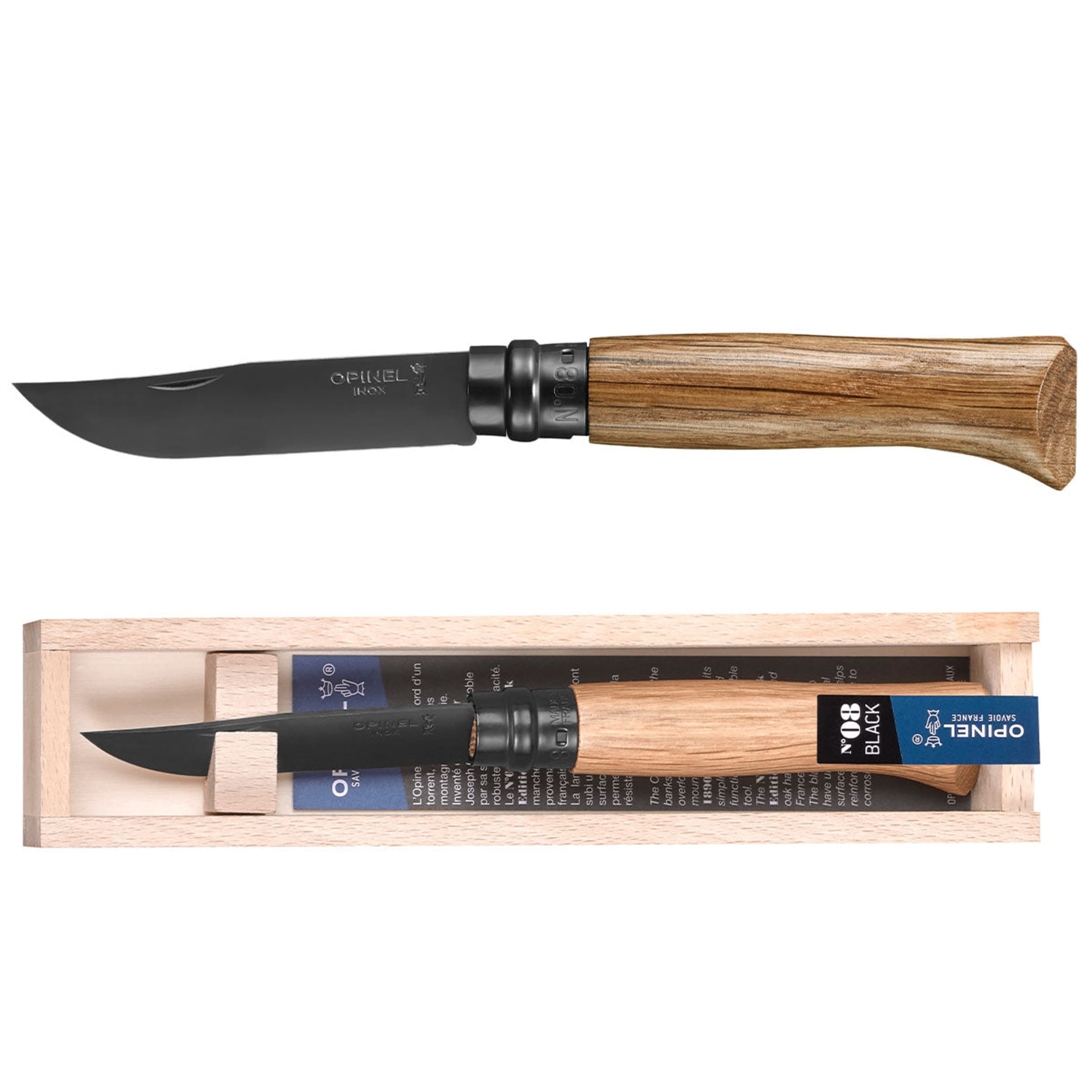 Opinel No.08 Black Oak Folding Knife