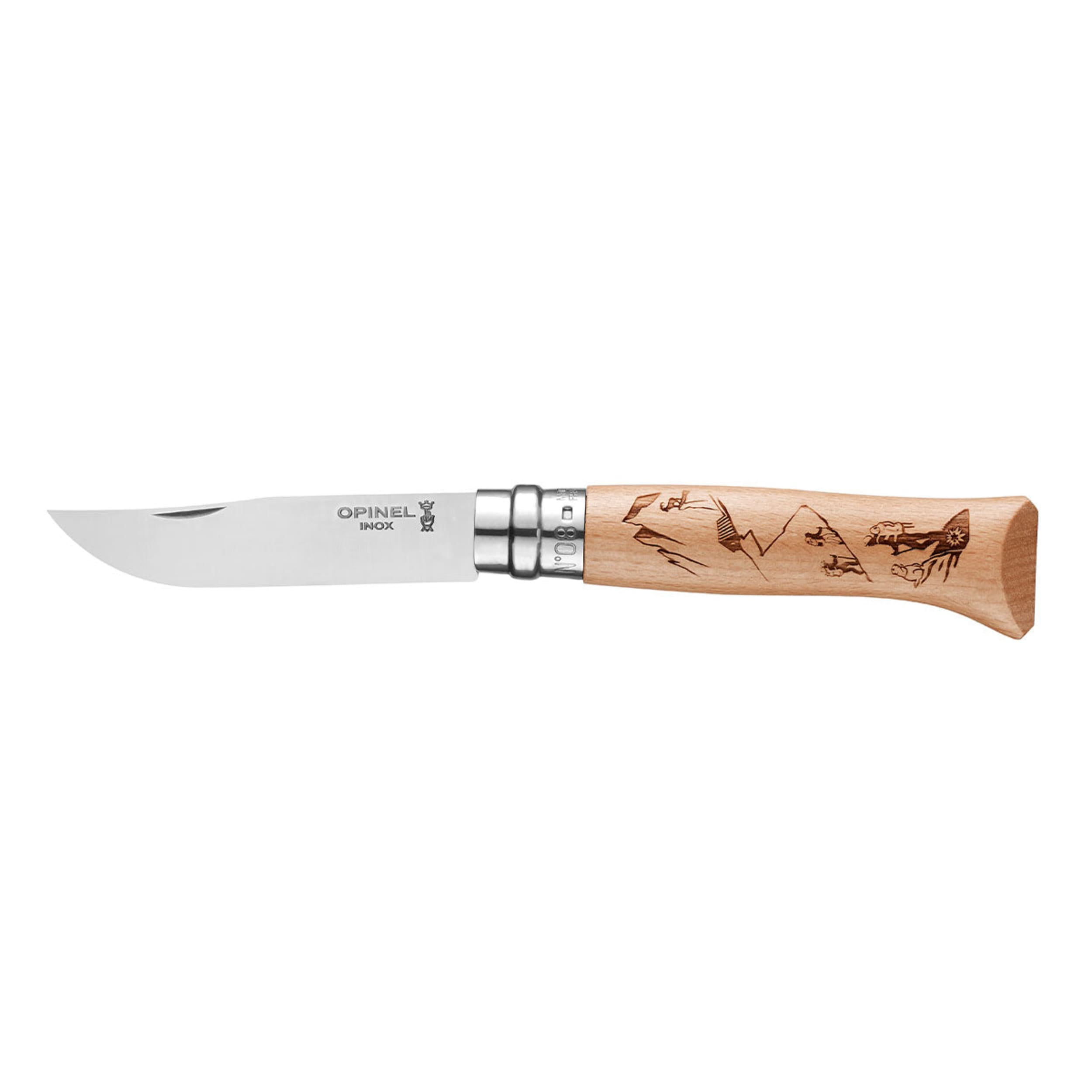 Opinel No.08 Alpine Adventures Engraved Folding Knife Hiking