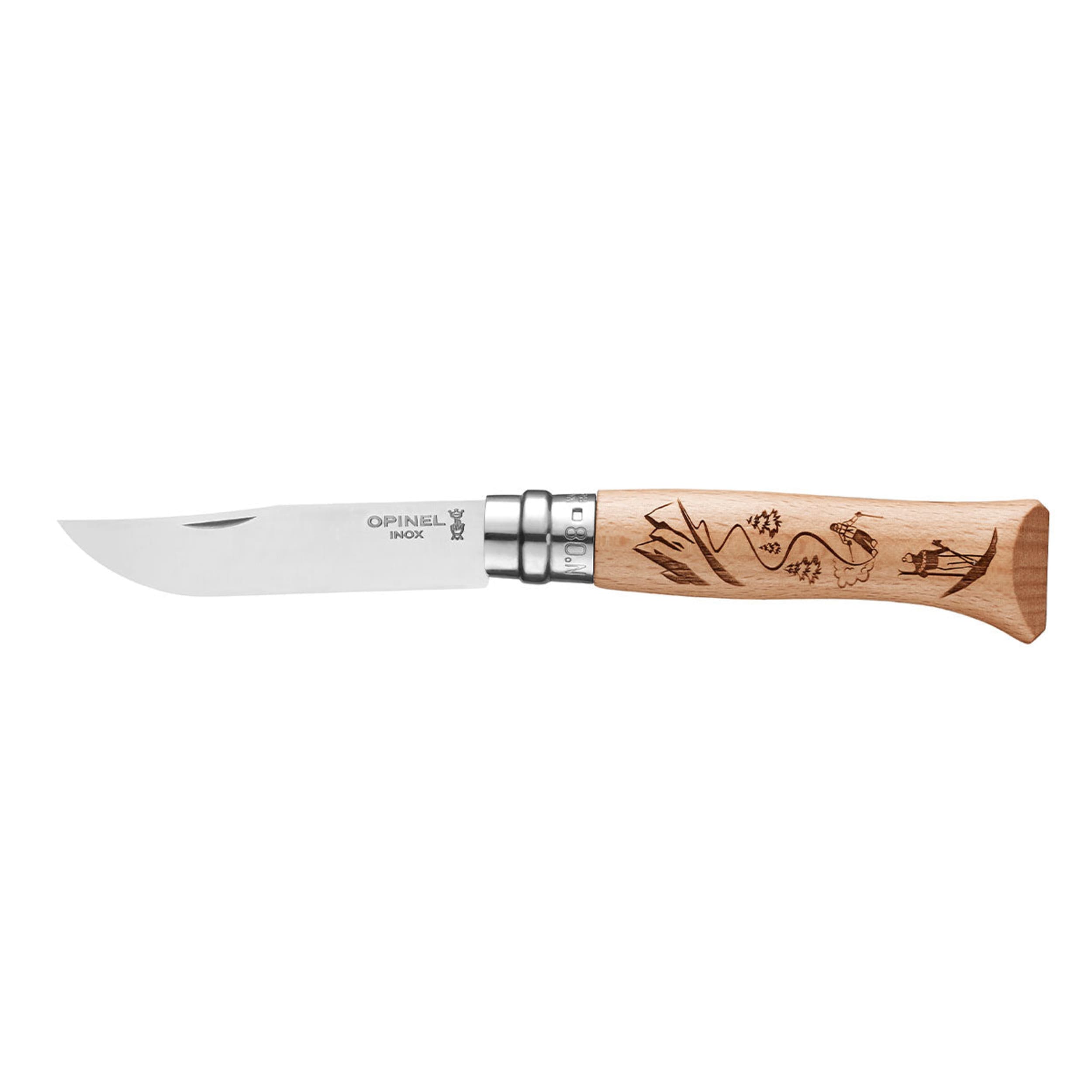 Opinel No.08 Alpine Adventures Engraved Folding Knife Skiing