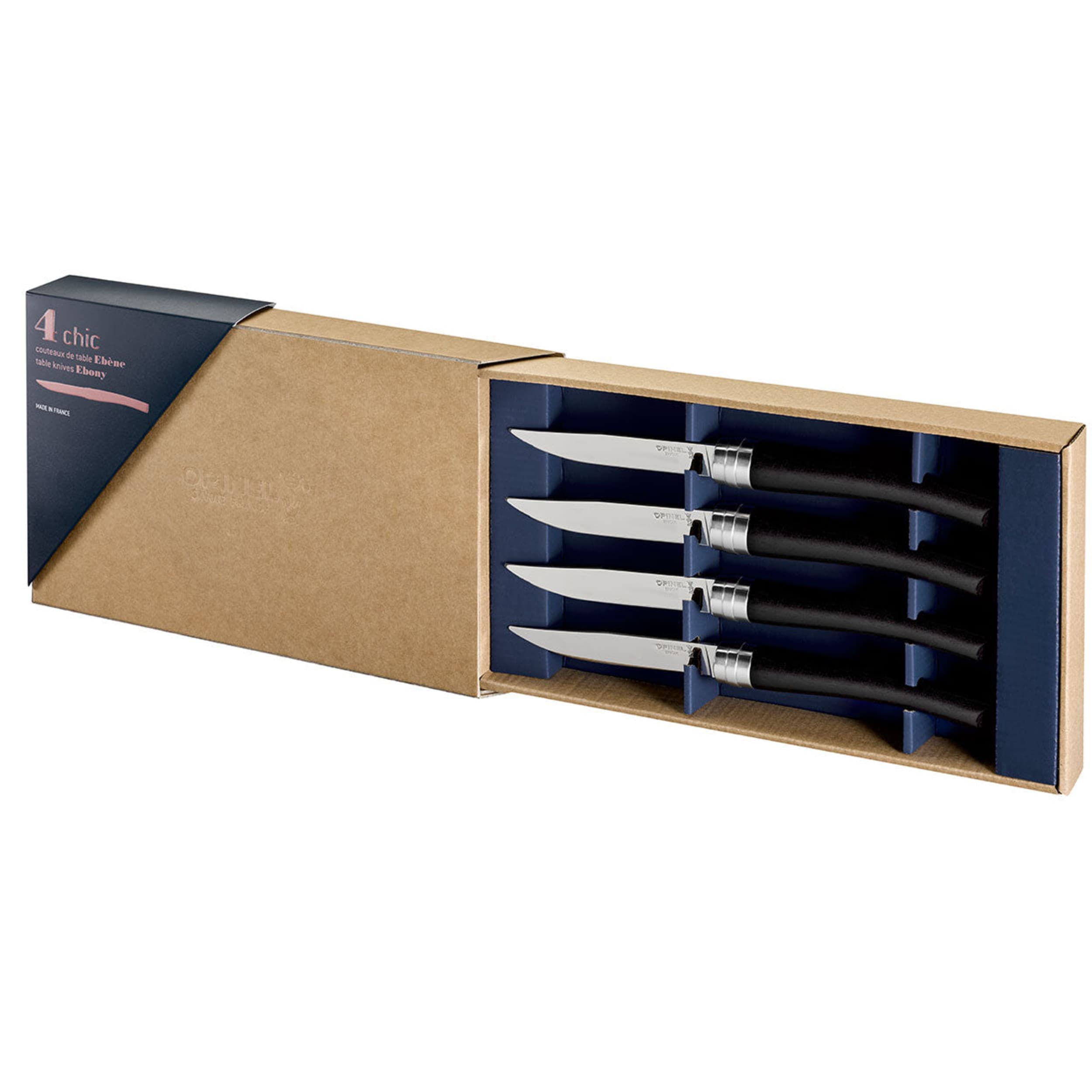 Opinel Table Chic Steak Knife 4 Piece Set Ebony