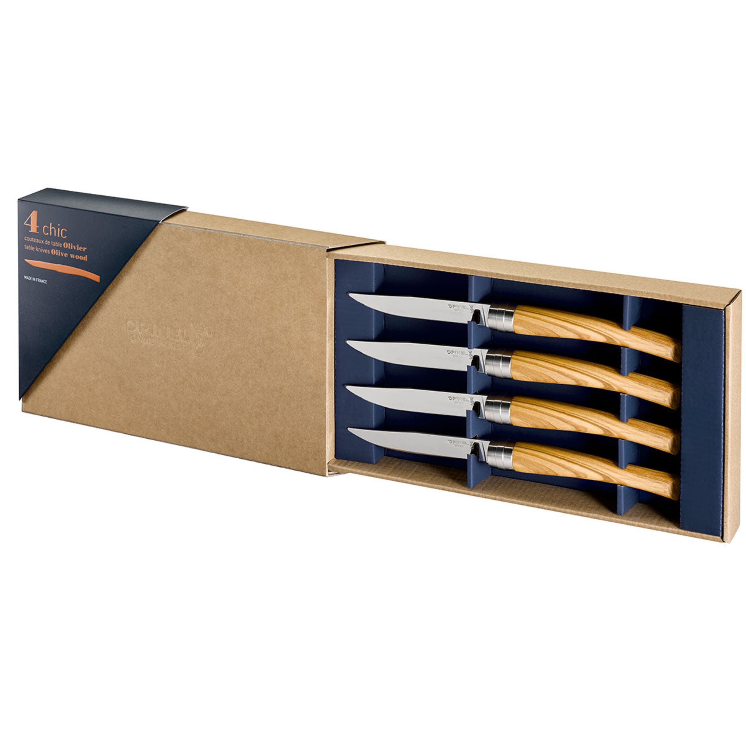 Opinel Table Chic Steak Knife 4 Piece Set Olive