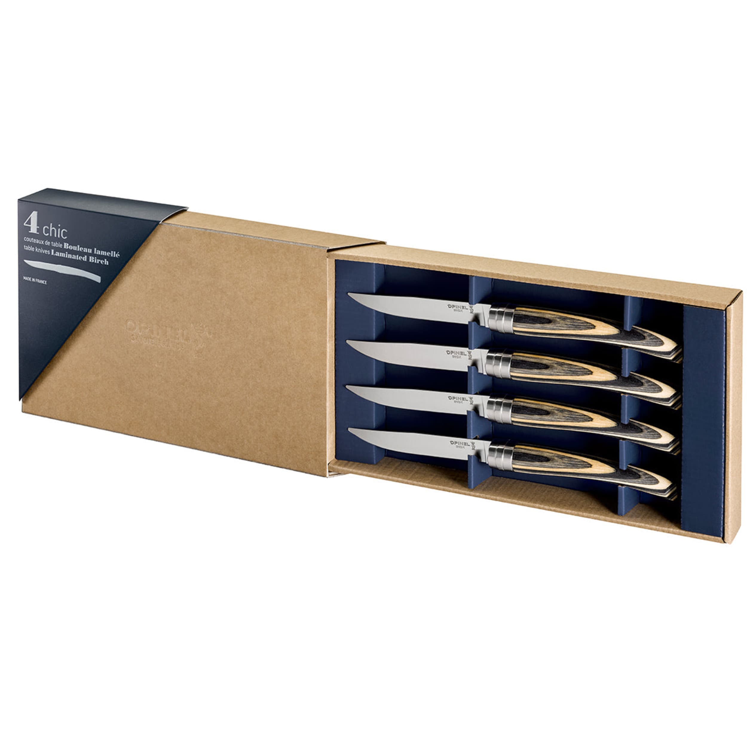 Opinel Table Chic Steak Knife 4 Piece Set Ash