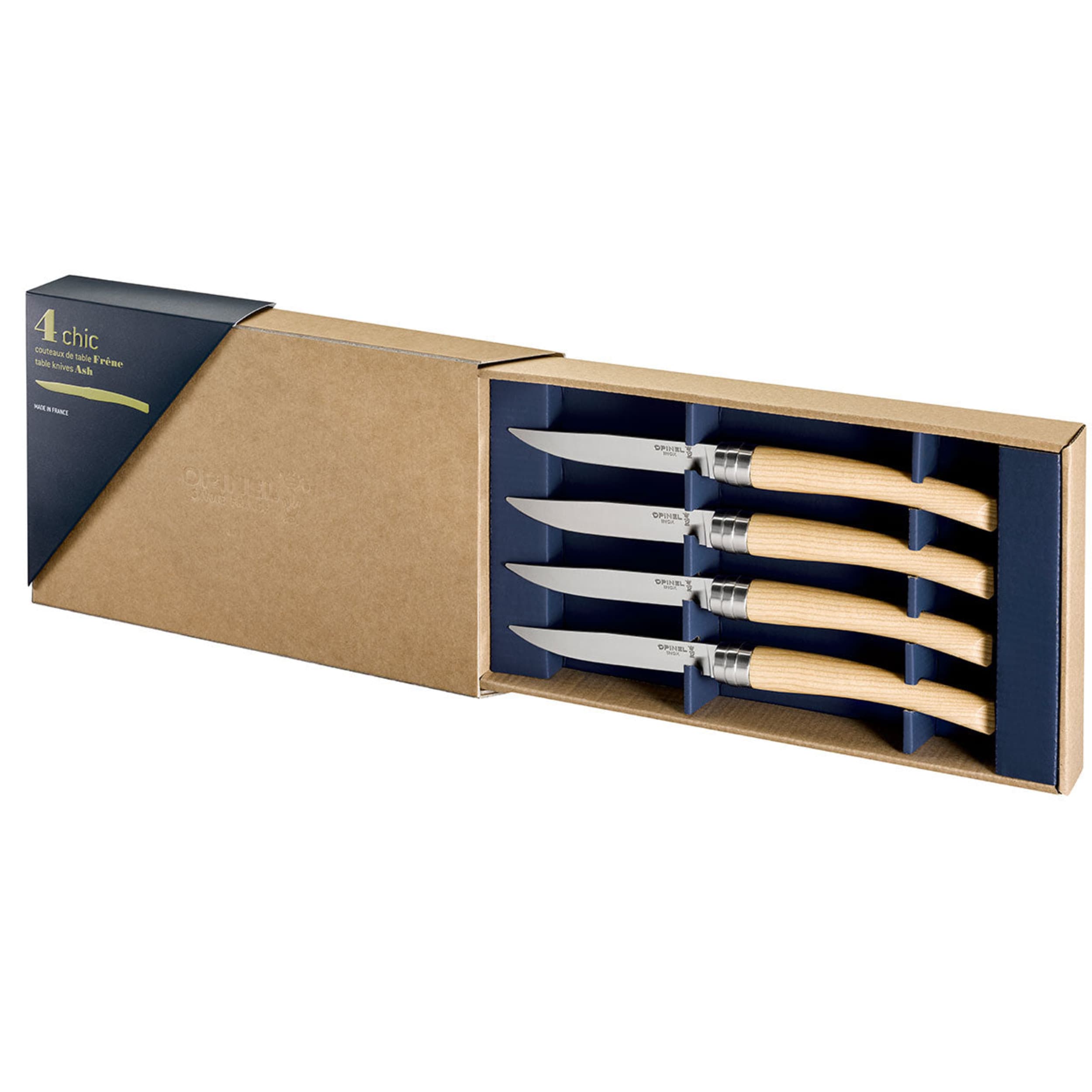Opinel Table Chic Steak Knife 4 Piece Set Laminated Birch