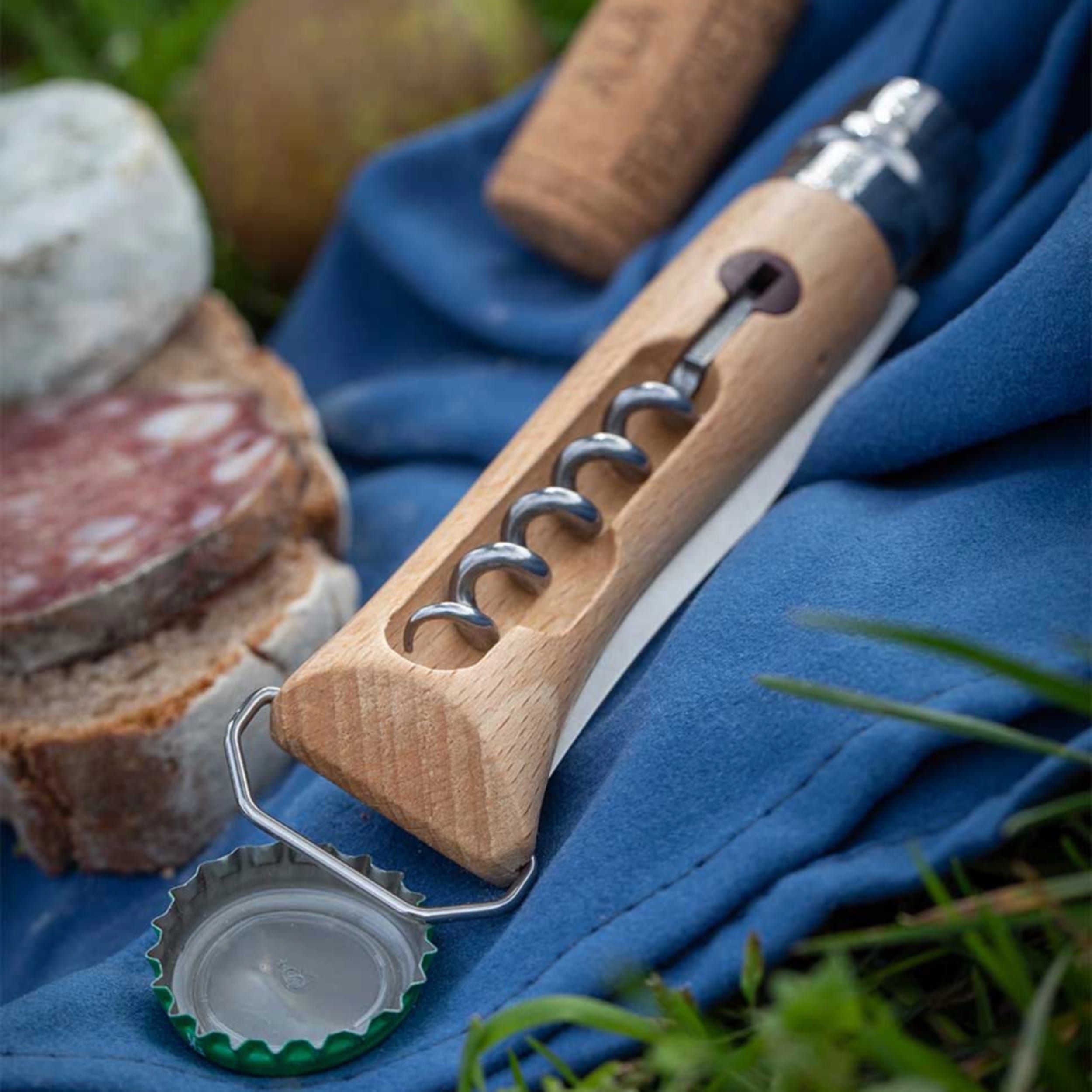Opinel No.10 Corkscrew & Bottle Opener Folding Knife Beech (Gift Box)