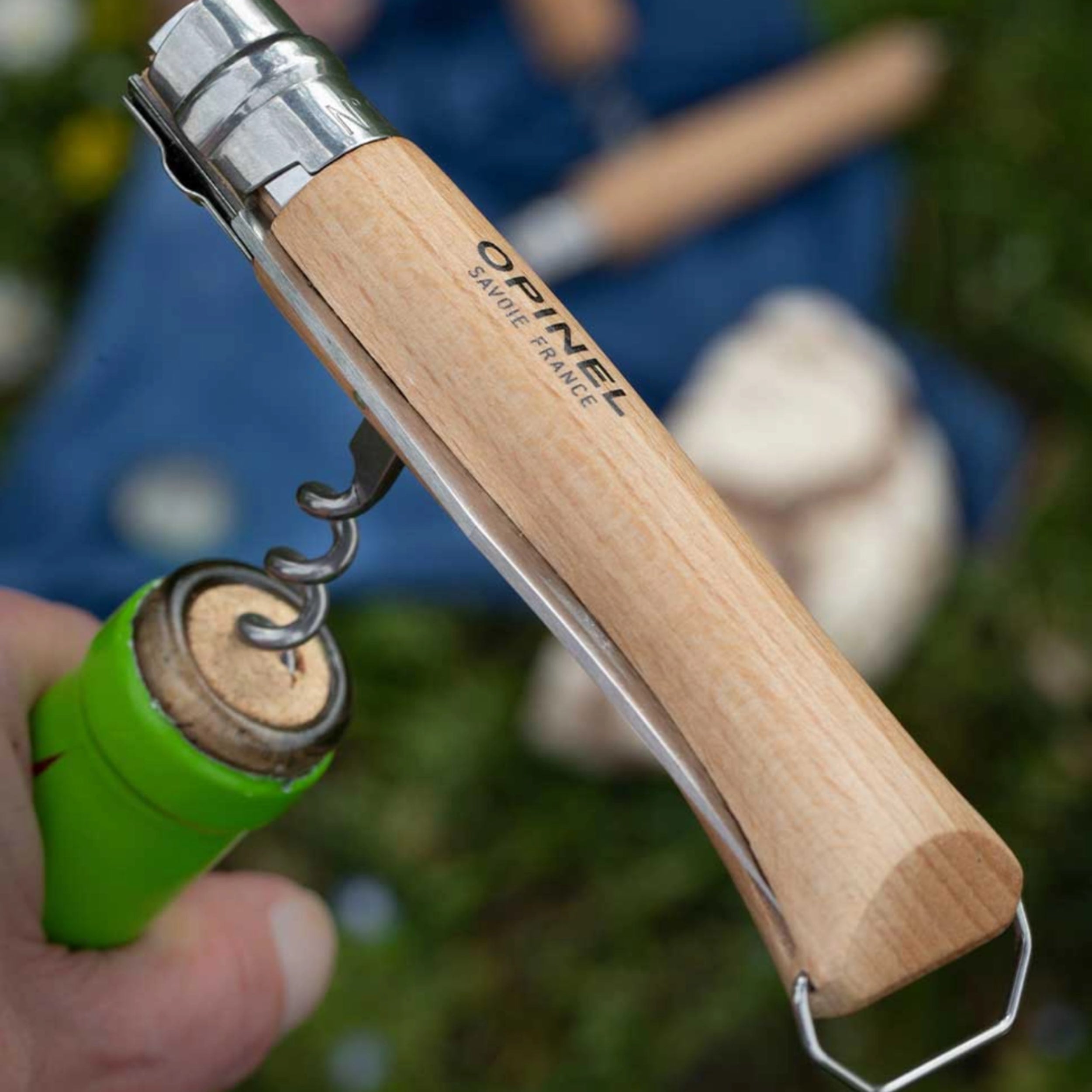 Opinel No.10 Corkscrew & Bottle Opener Folding Knife Beech (Gift Box)