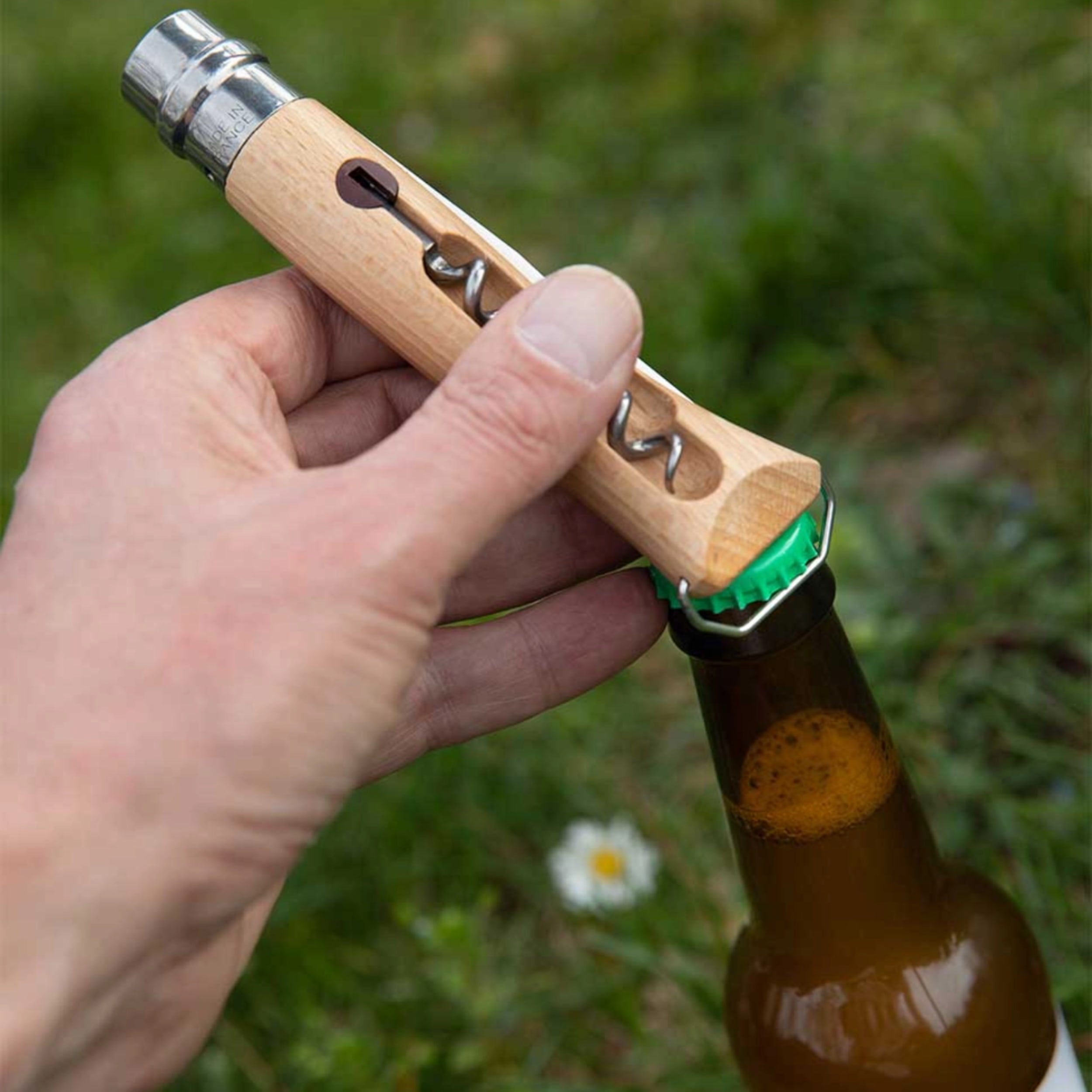 Opinel No.10 Corkscrew & Bottle Opener Folding Knife Beech (Gift Box)