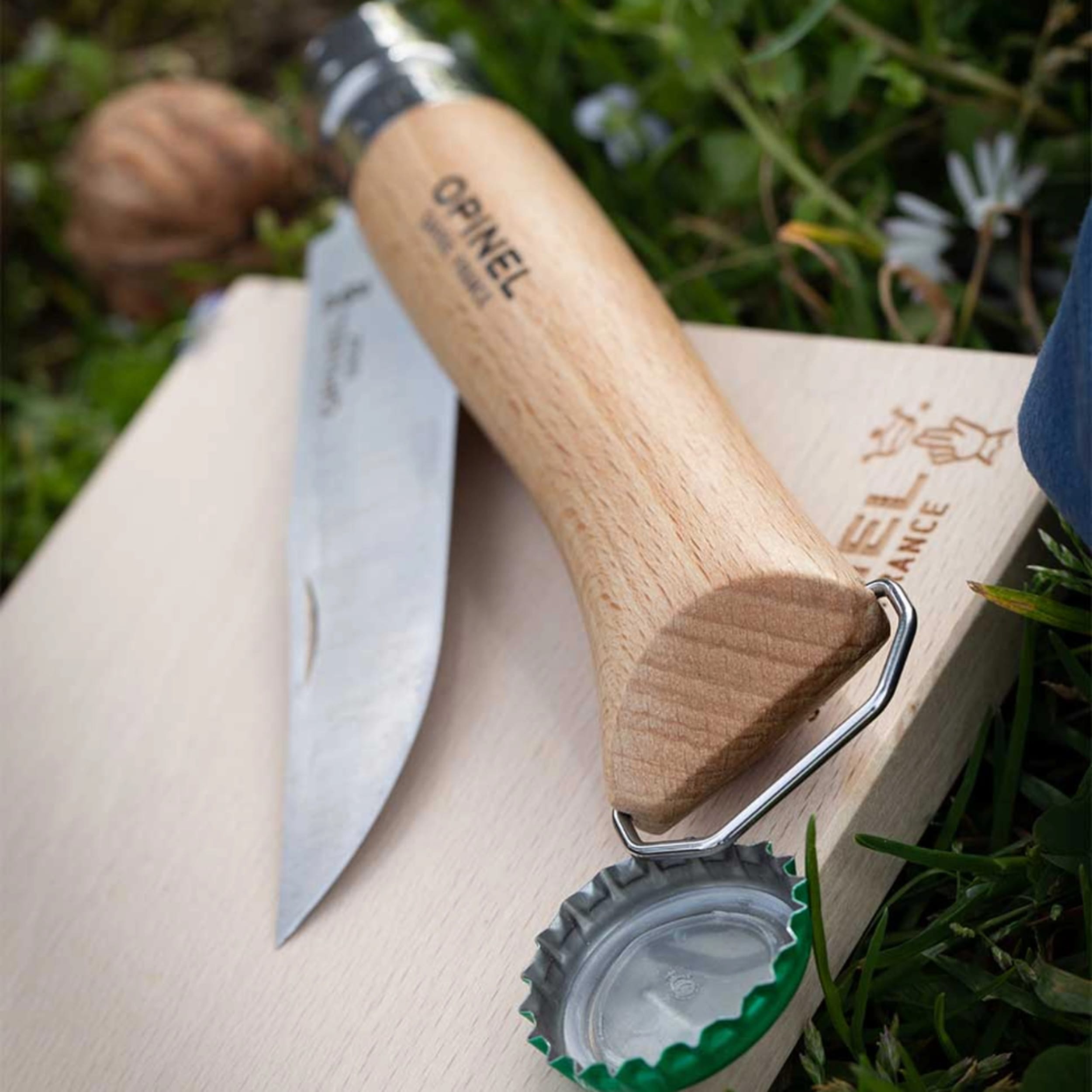 Opinel No.10 Corkscrew & Bottle Opener Folding Knife Beech (Gift Box)