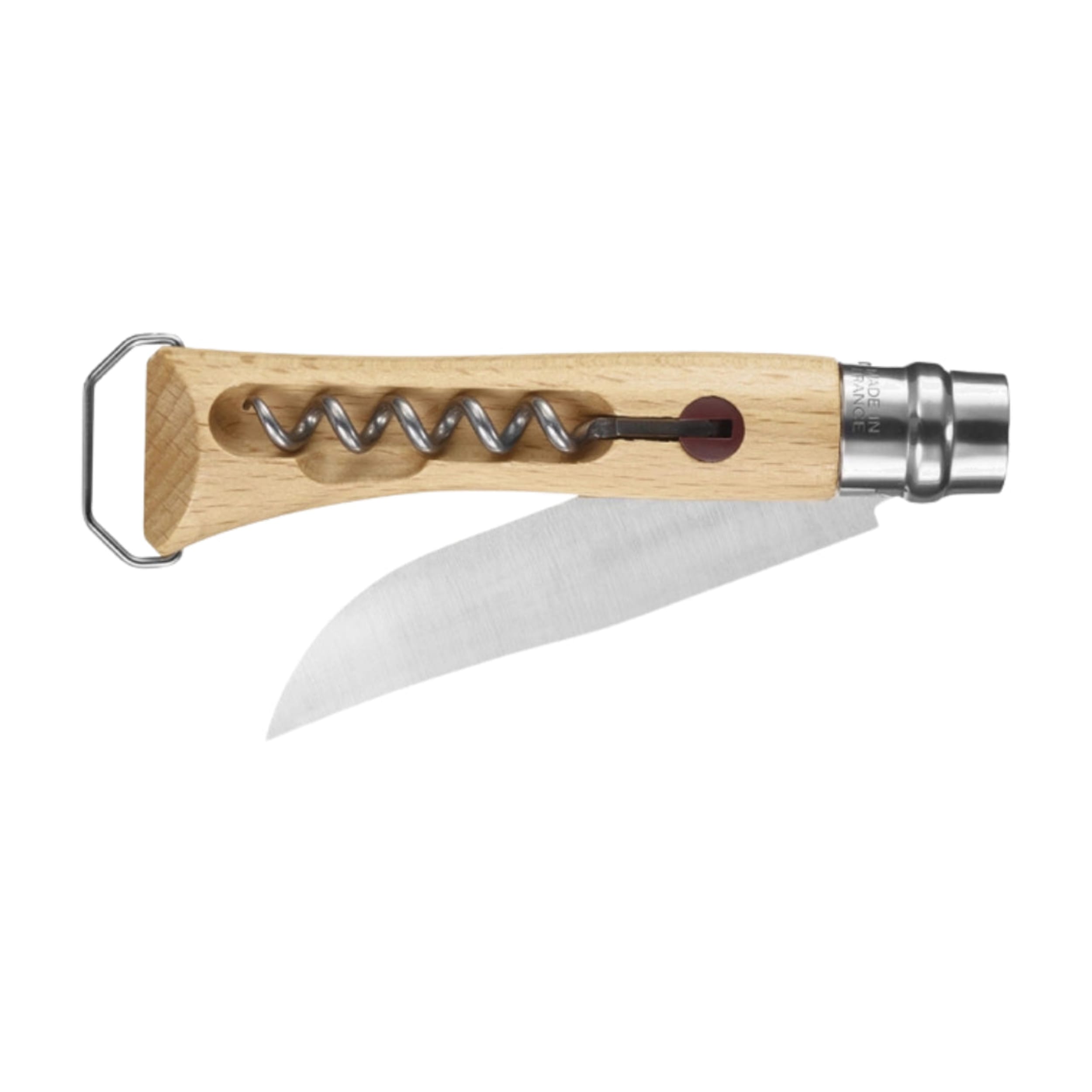 Opinel No.10 Corkscrew & Bottle Opener Folding Knife Beech (Gift Box)
