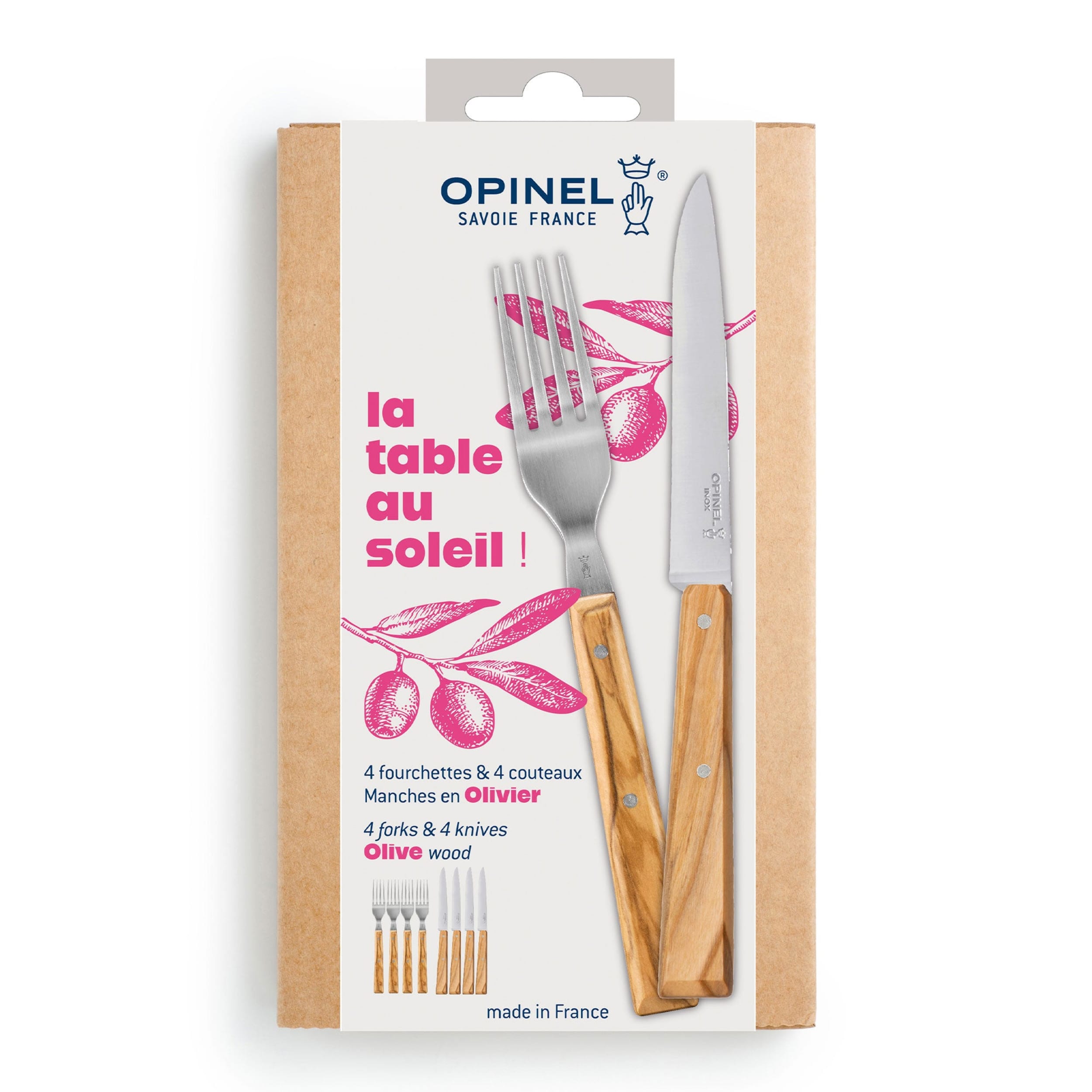 Opinel La Table au Soleil Cutlery 8 Piece Set Olive