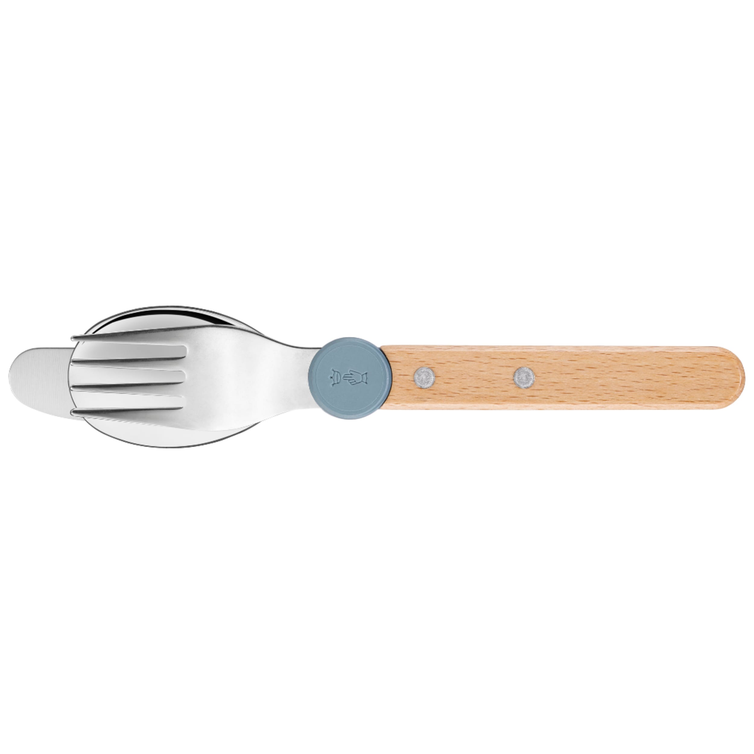 Opinel Le Petit Gourmet Kids 3 Piece Cutlery Set Rain Blue