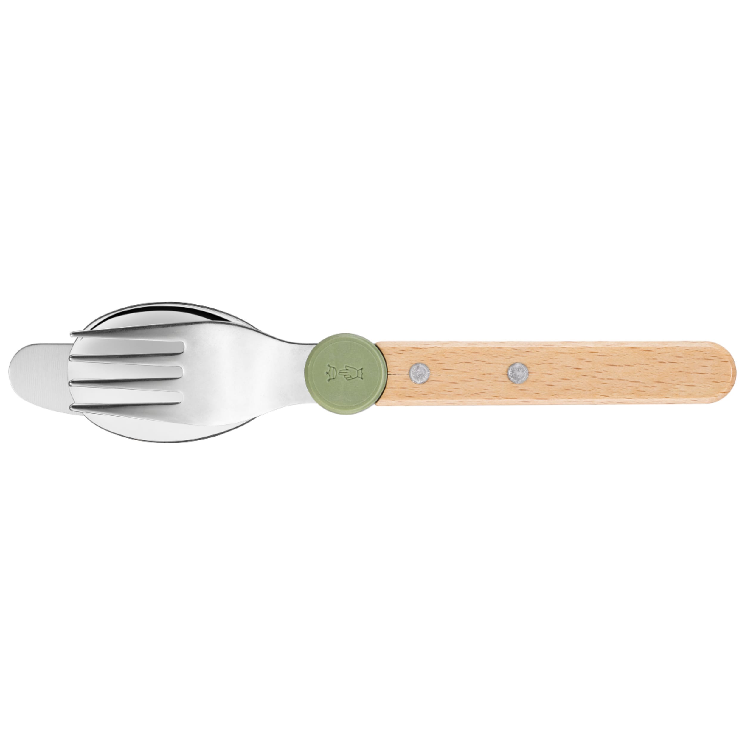 Opinel Le Petit Gourmet Kids 3 Piece Cutlery Set Olive Green