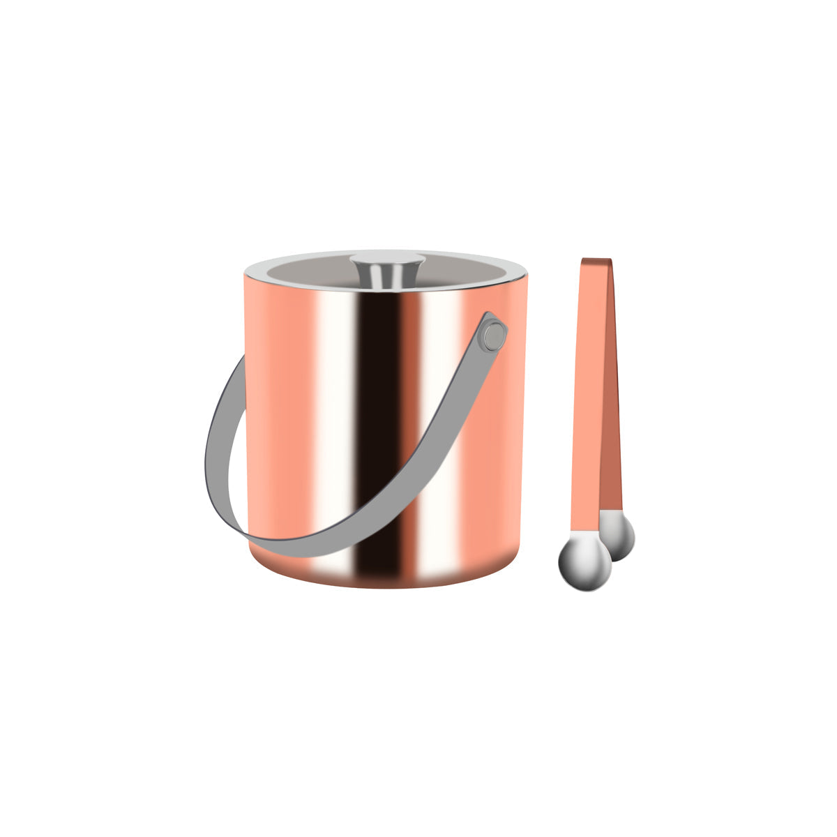 Zanzi Double Wall Ice Bucket with Tong Rose Gold