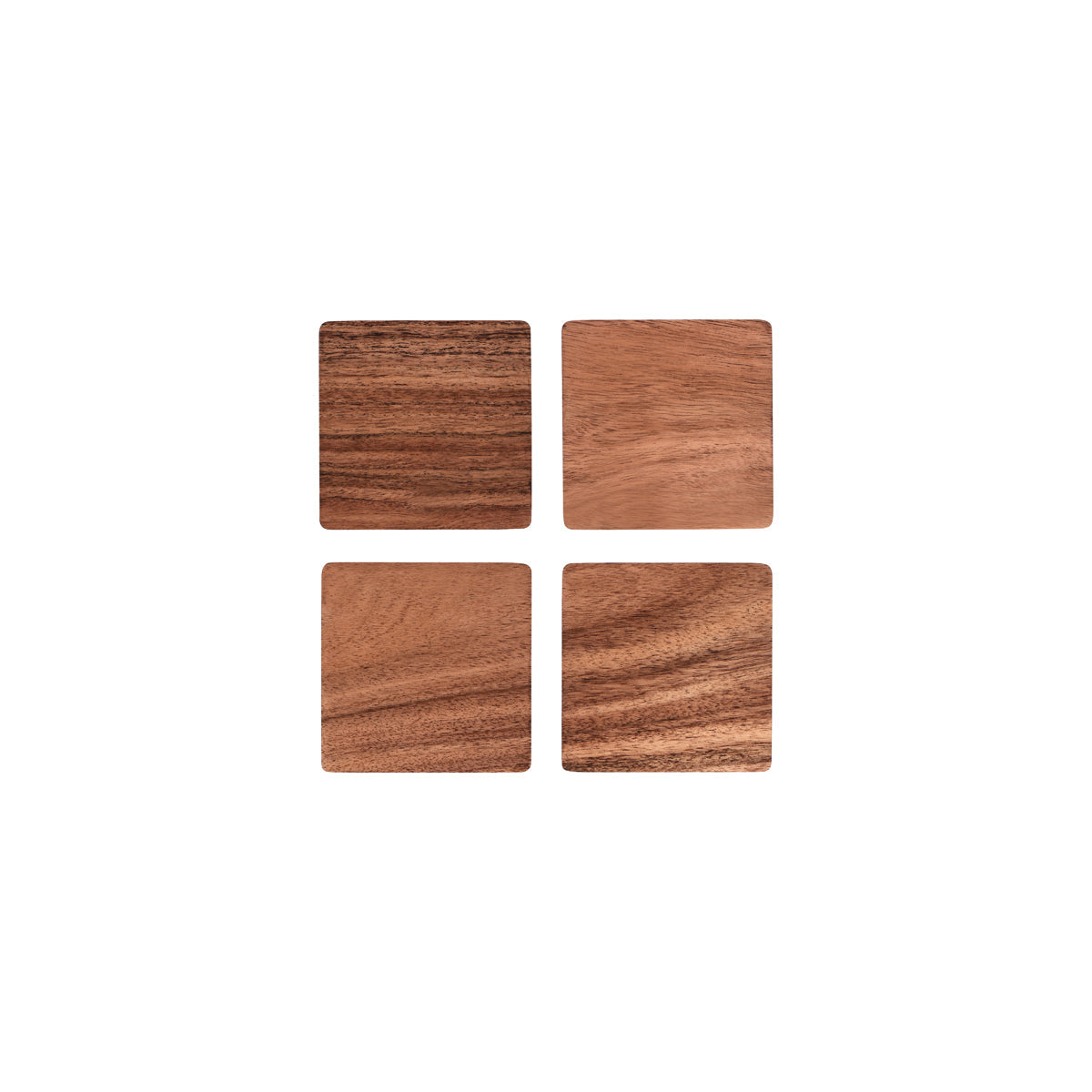 Zanzi Square Coaster Natural Acacia 4pc Set 90x90x5mm