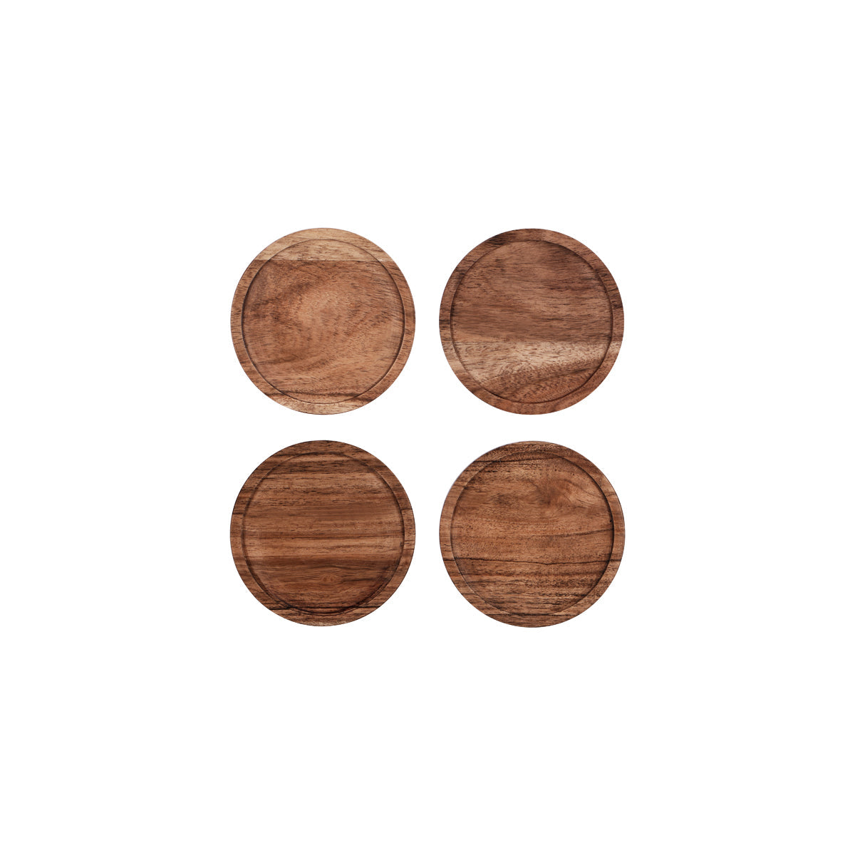 Zanzi Round Coaster Natural Acacia 4pc Set 100x12mm