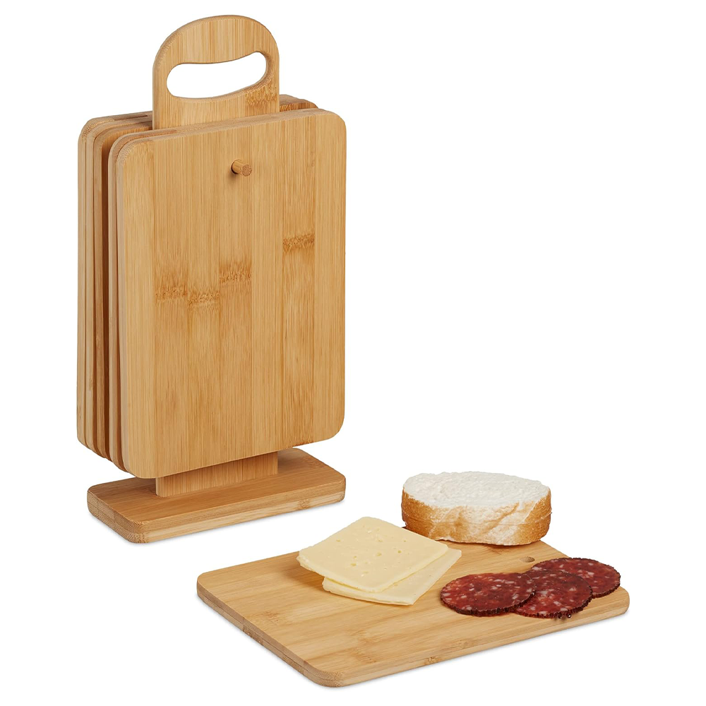 Zassenhaus Bamboo Breakfast Board Set with Stand – 6 Piece