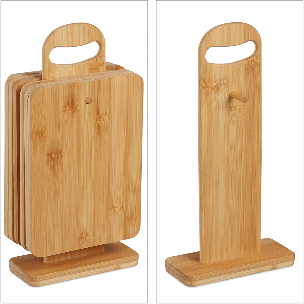 Zassenhaus Bamboo Breakfast Board Set with Stand – 6 Piece