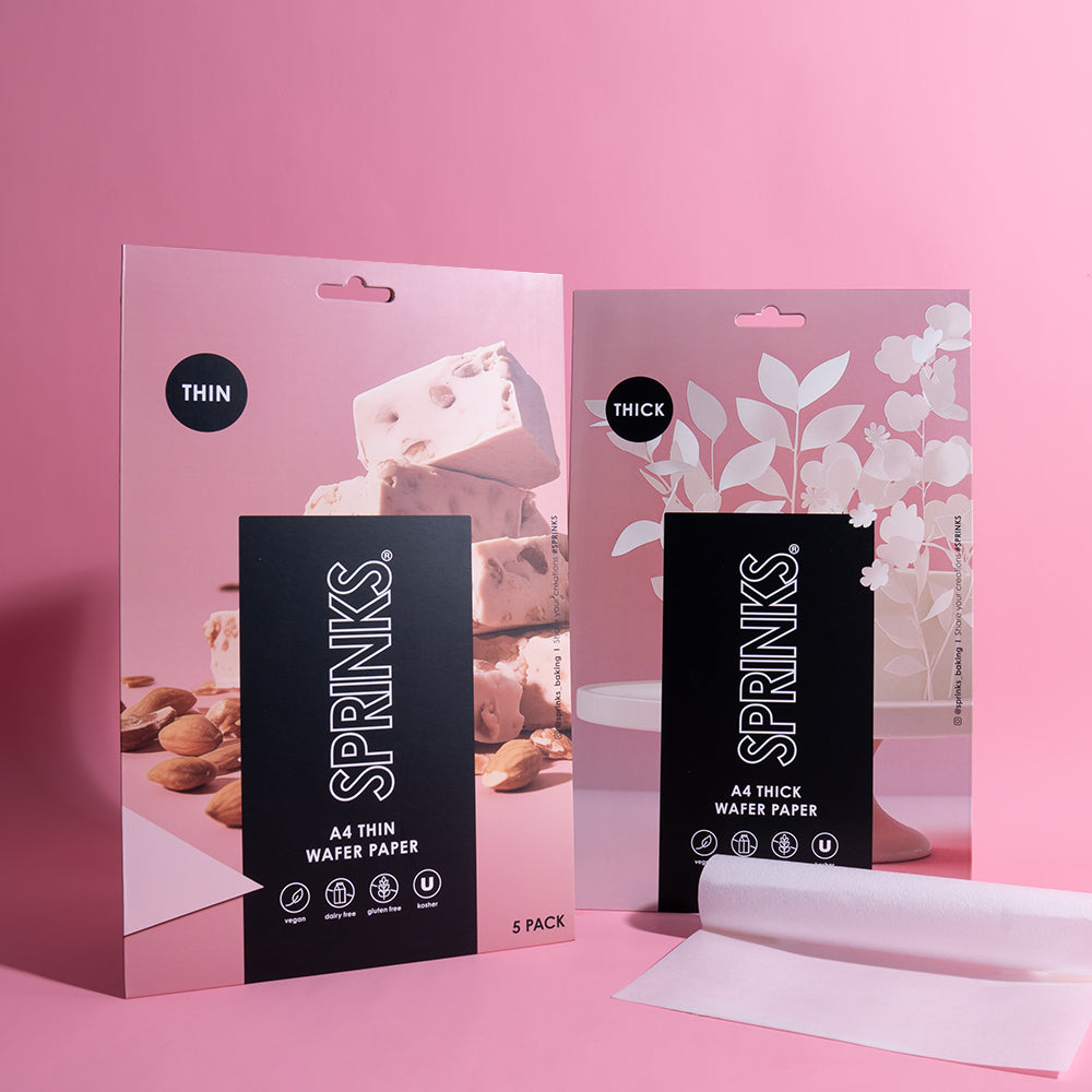 Bake Print Rectangle Wafer Paper Thick A4 Size White 5 Pack