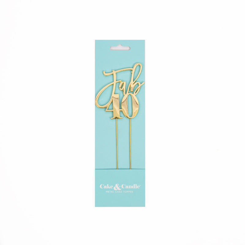 Cake & Candle Plated Cake Topper Fab 40 Gold